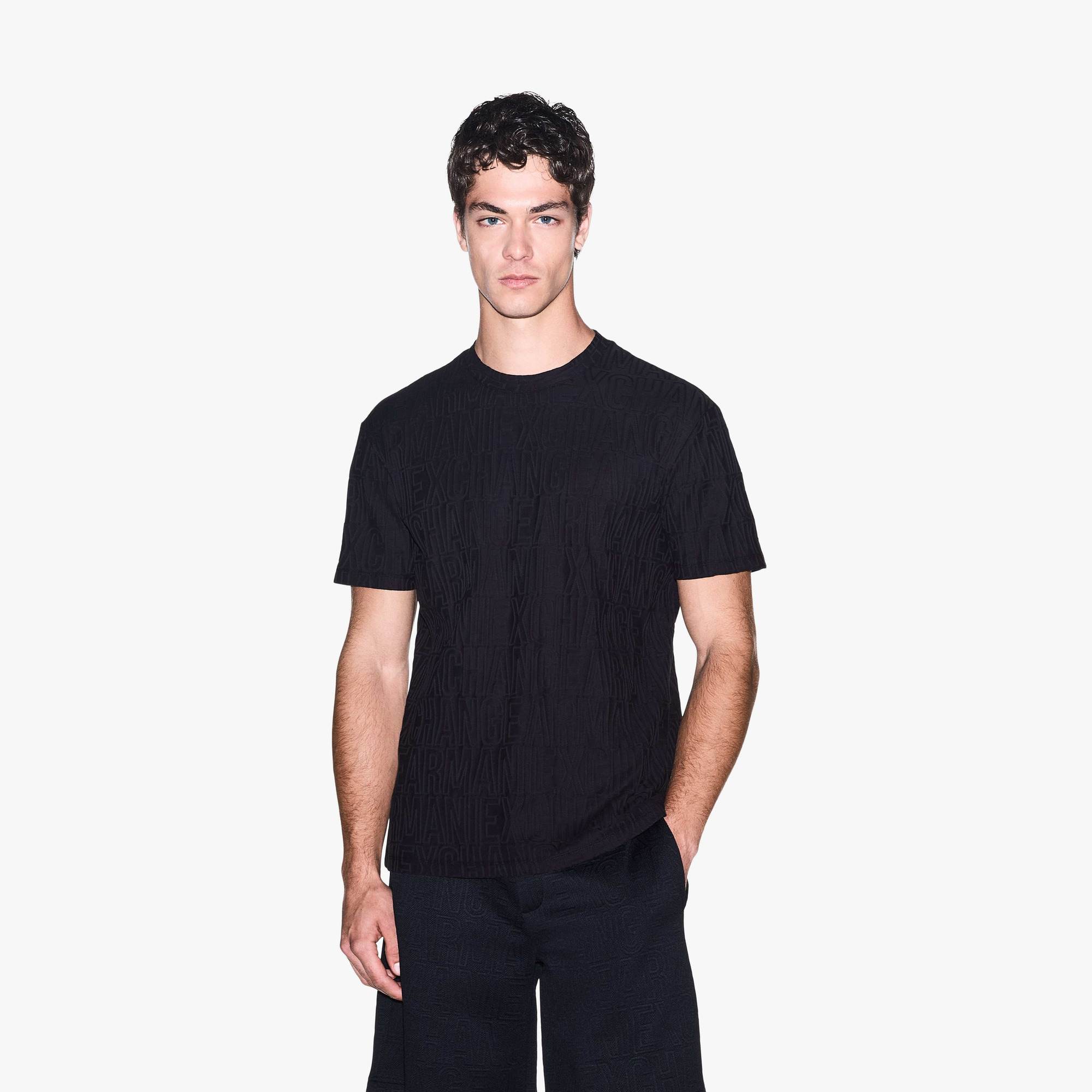 Regular Fit All Over Logo Cotton Crewneck T-Shirt