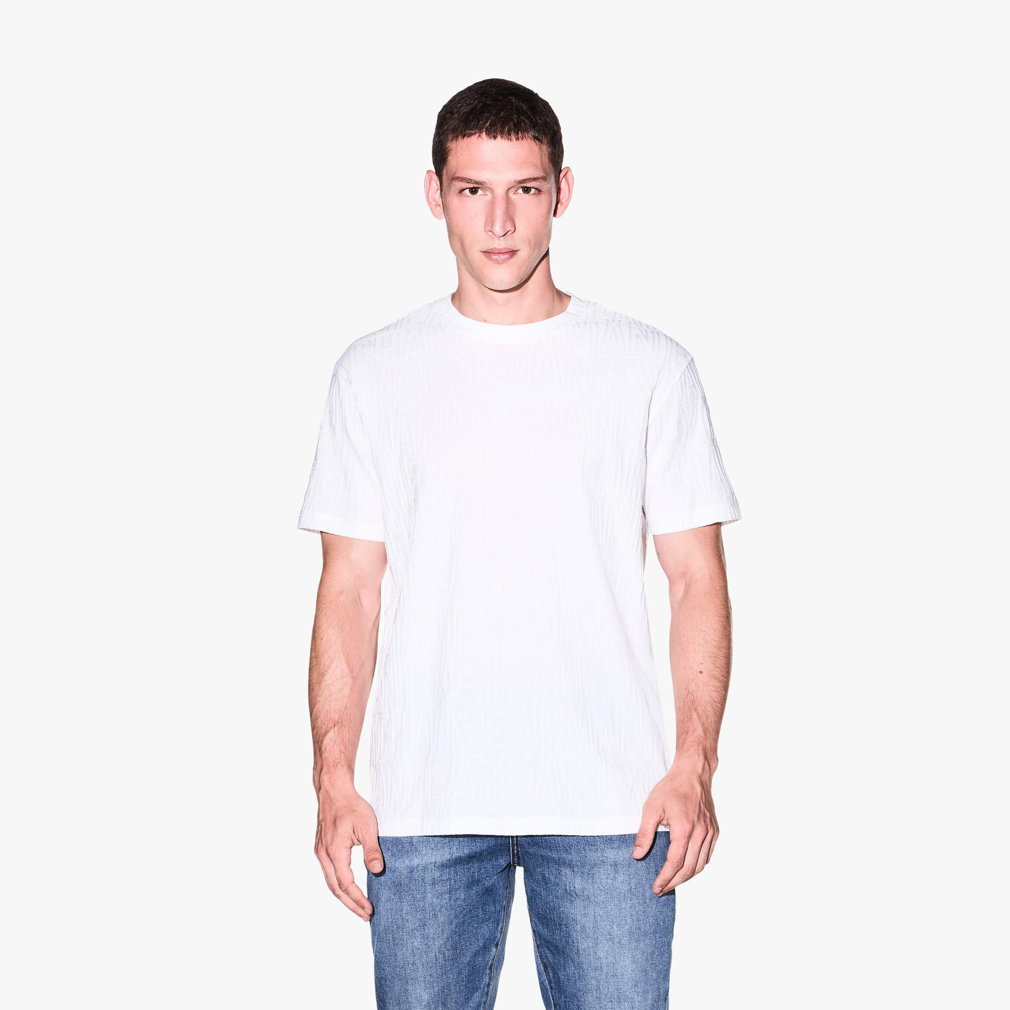 Regular Fit All Over Logo Cotton Crewneck T-Shirt
