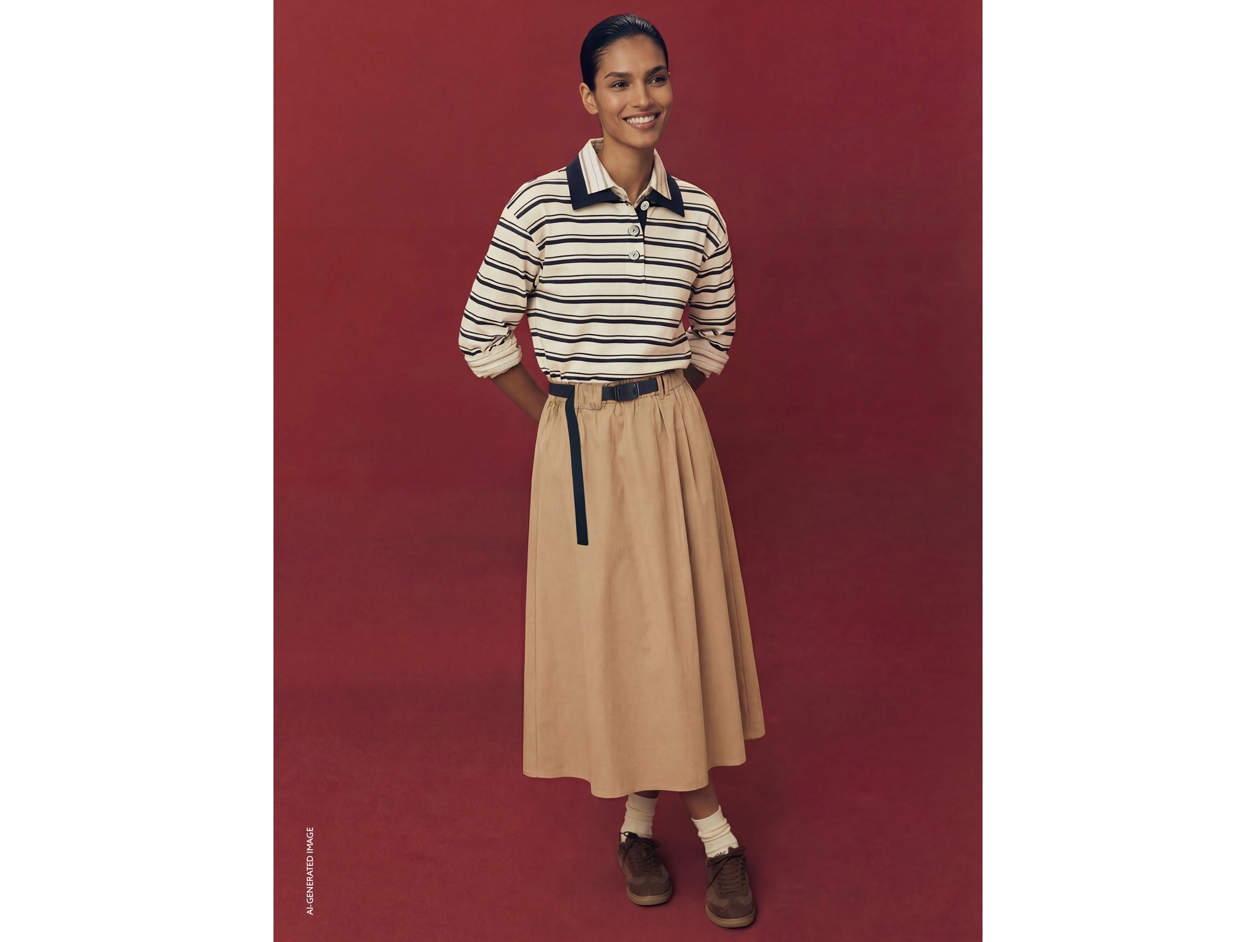 Midi skirt with hook waist