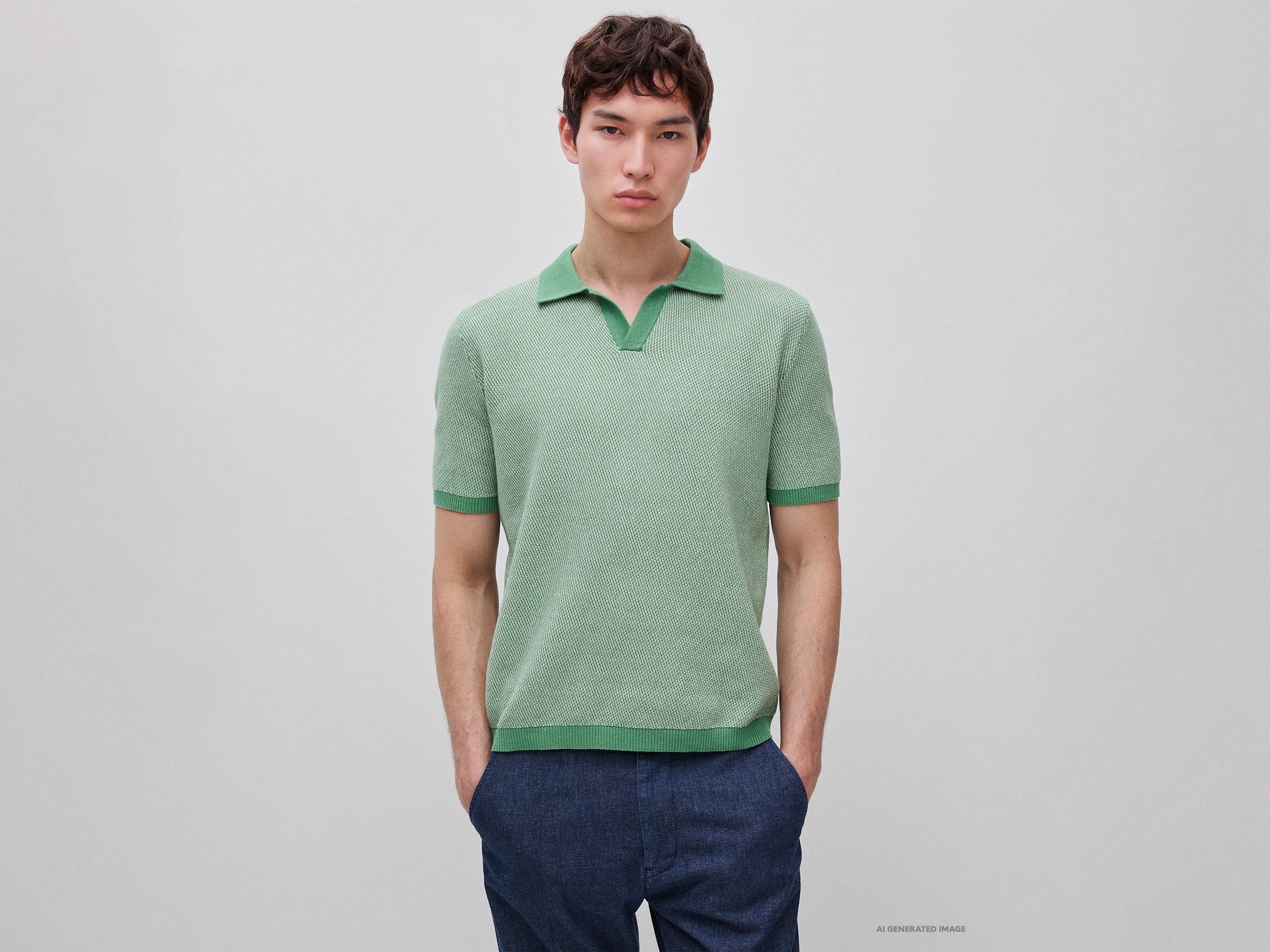 Textured knit polo shirt