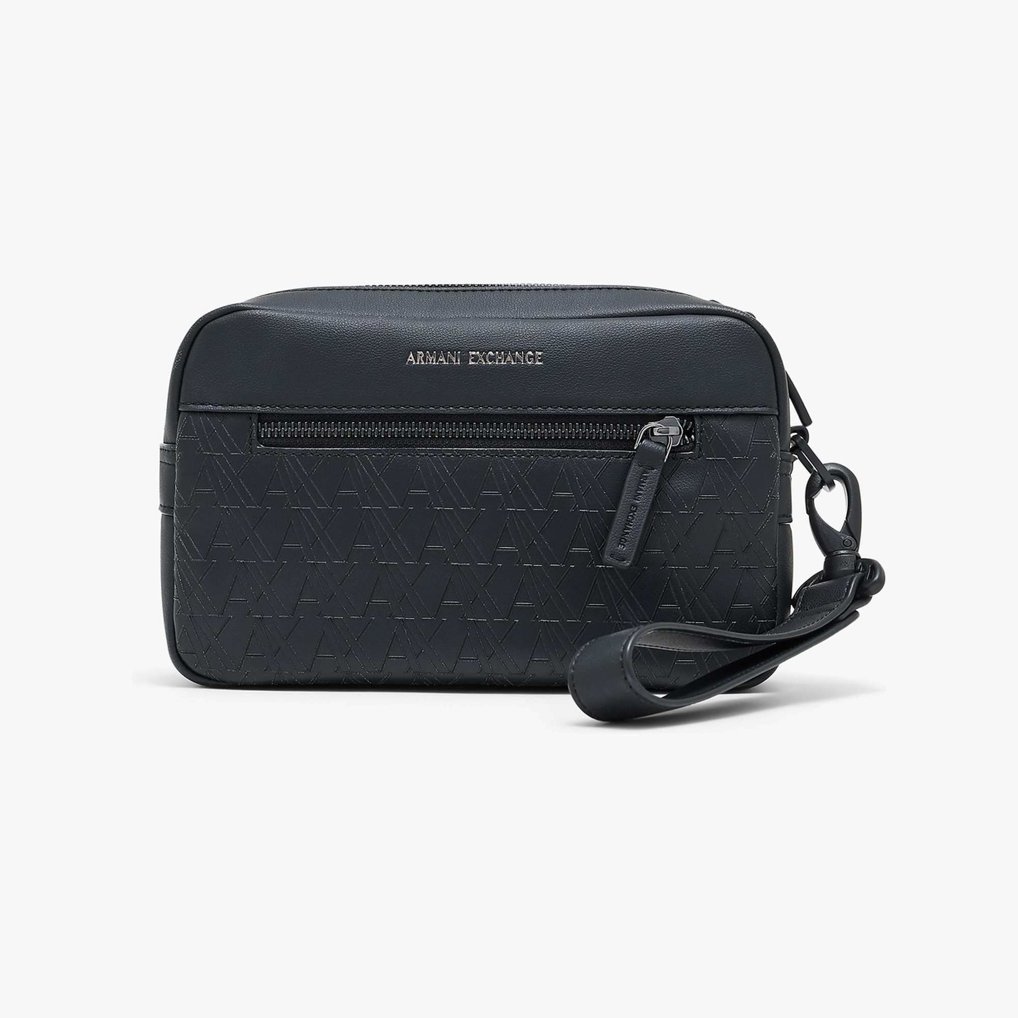 All Over Logo Wristlet Bag  With External Zip Pocket