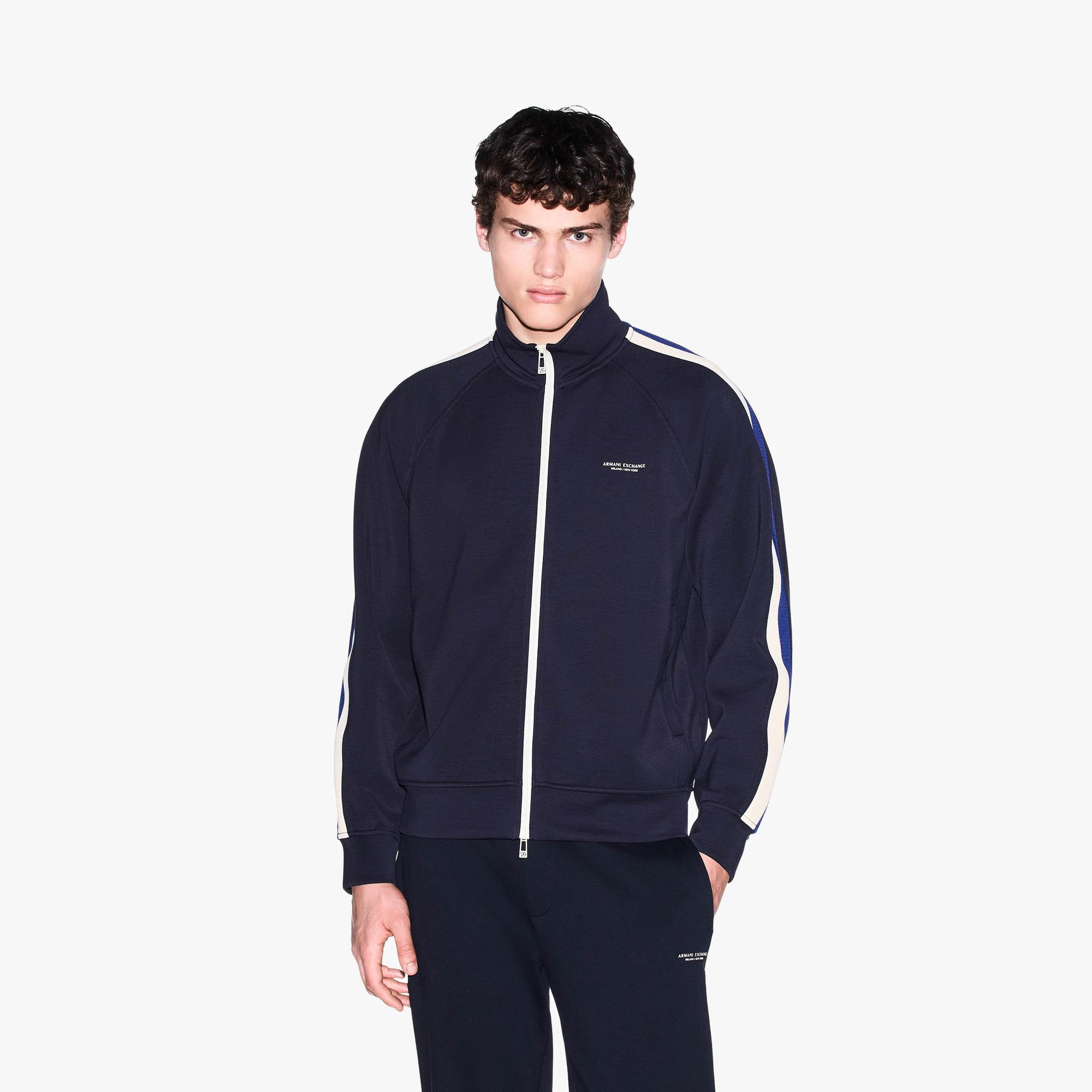 Regular Fit Cotton Stretch Zip-Up Sweatshirt With Dual Zip Closure