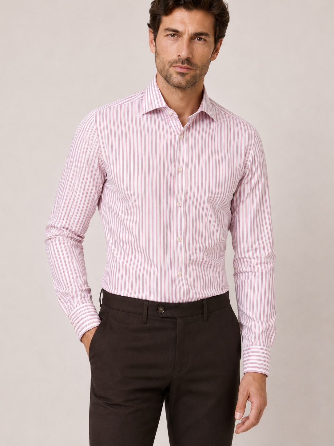 STRIPED POPLIN SHIRT RED