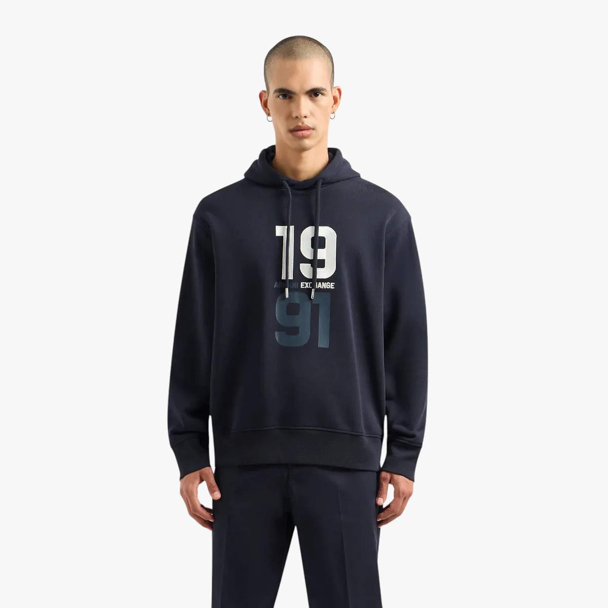 Regular Fit Cotton Hooded Sweatshirt With Bold Embroidered Branding
