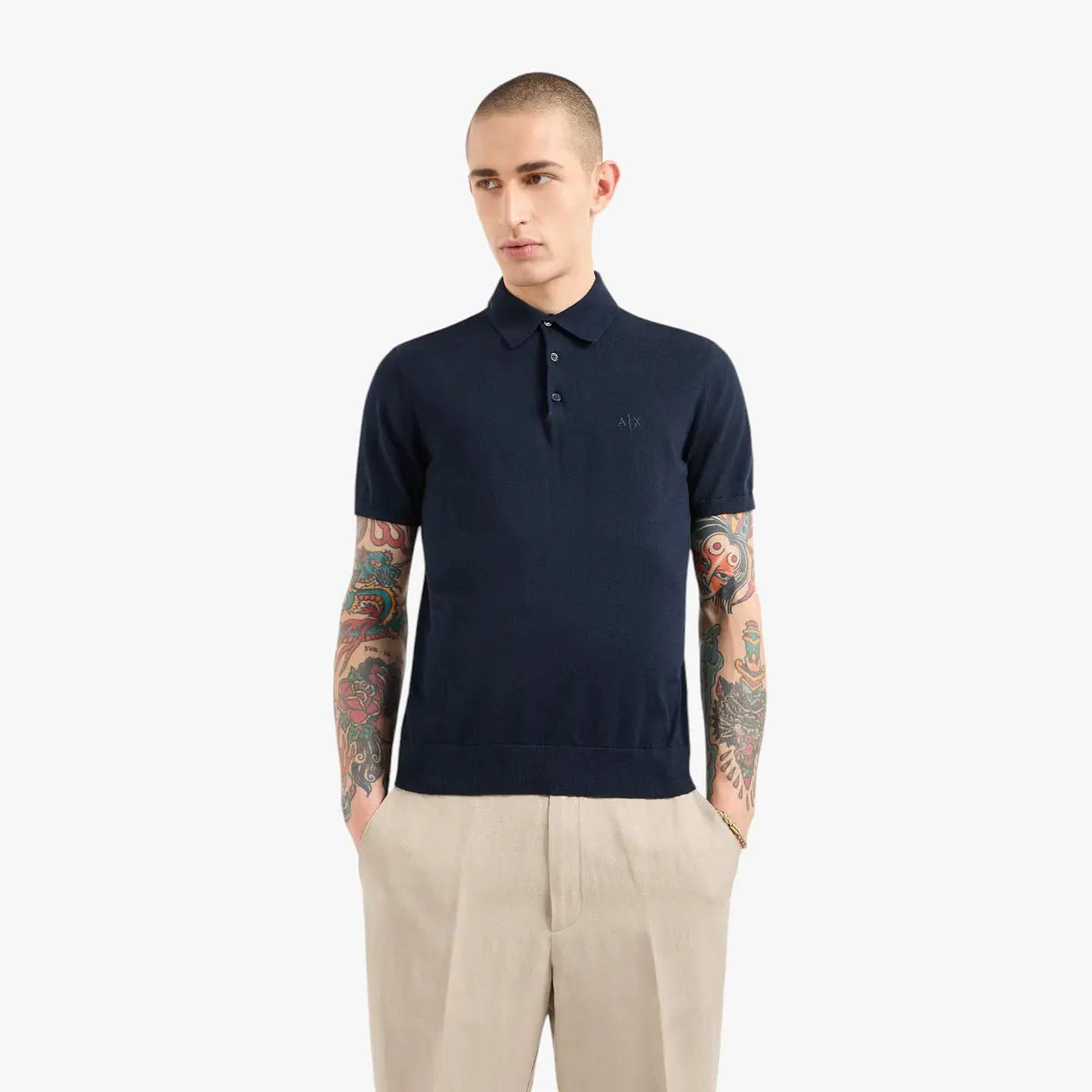 Regular Fit Cotton Knit Polo Shirt With Embroidered Tone-On-Tone Logo