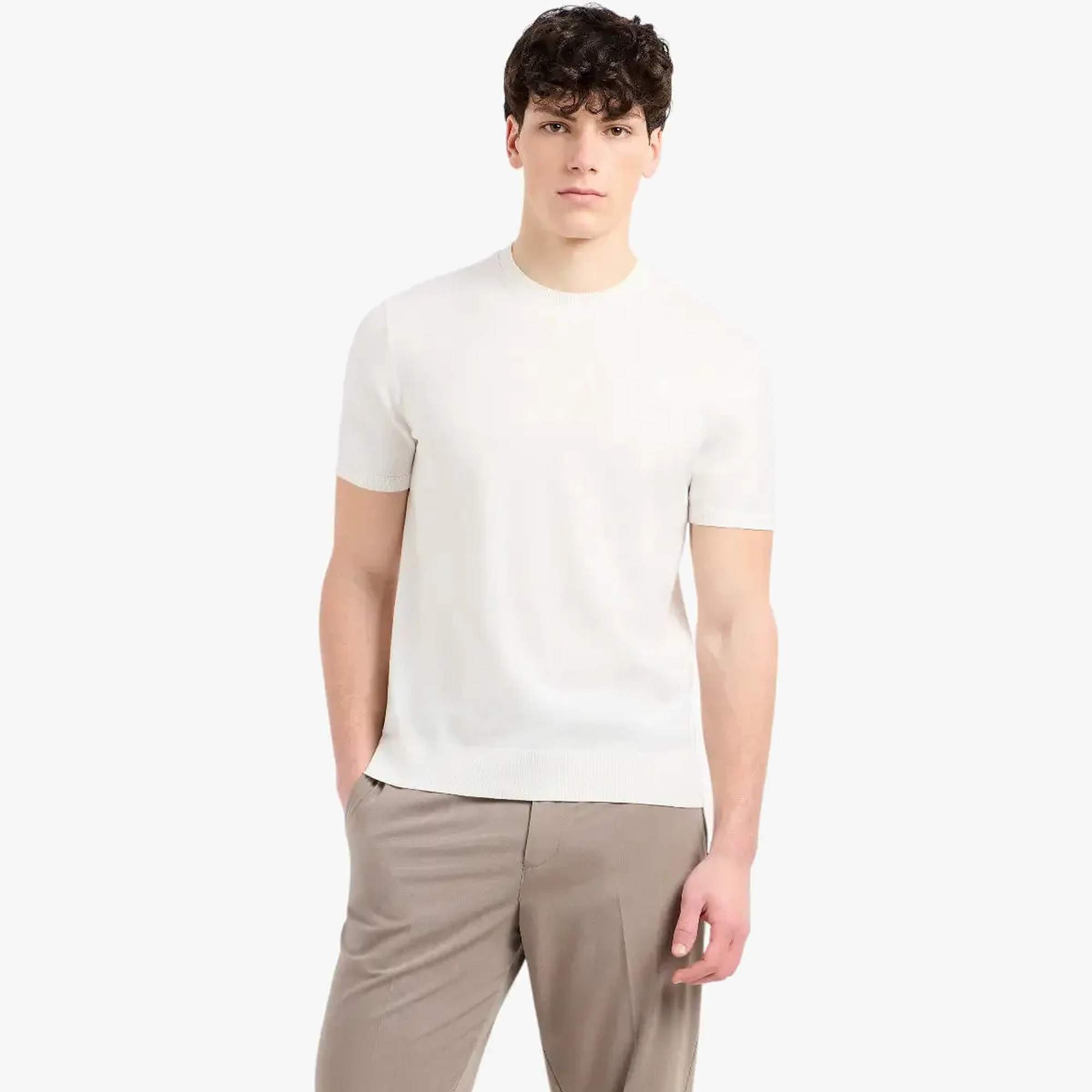 Regular Fit Round Neck Cotton Knit Pullover With Tonal Embroidered Logo
