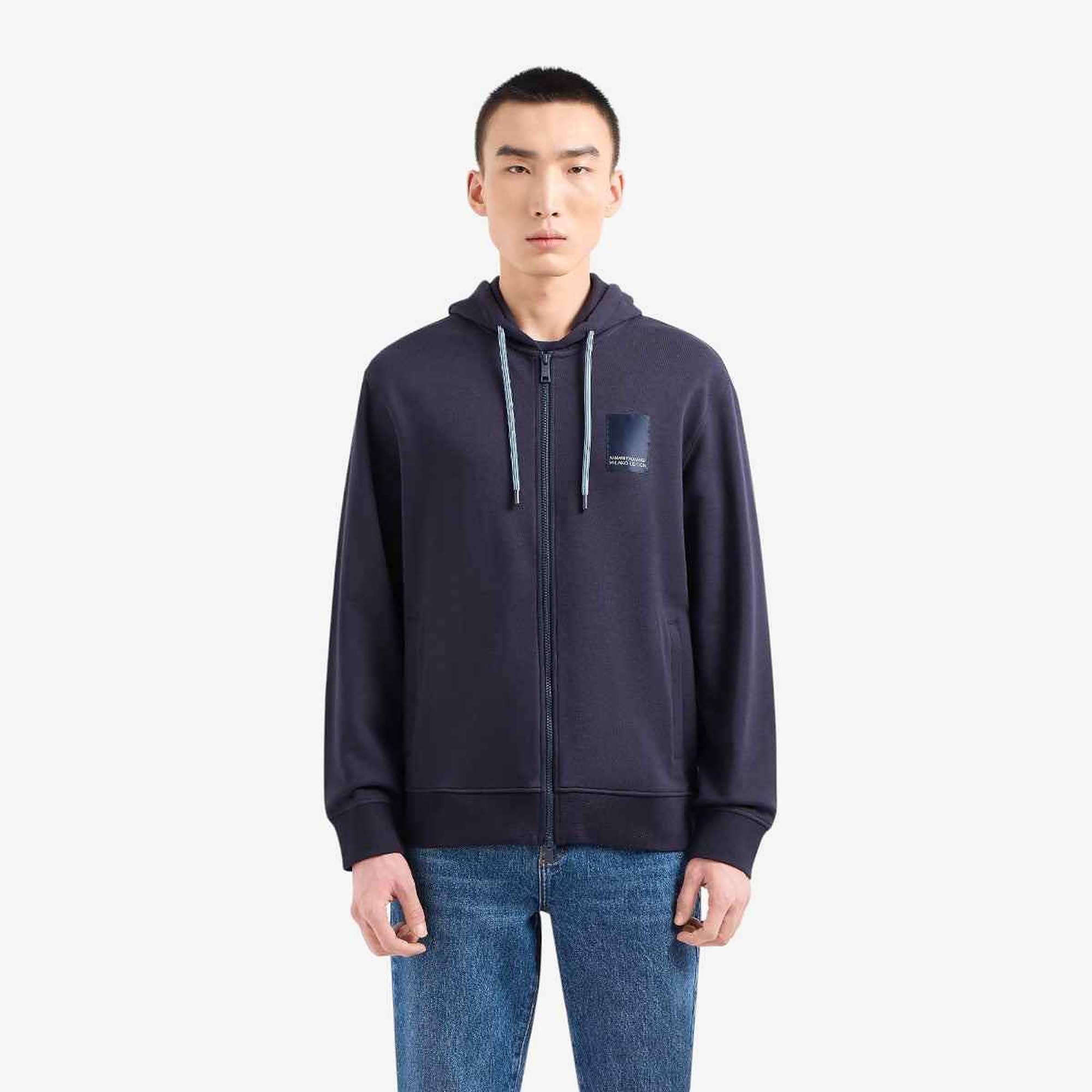 Milano Edition Hooded French Terry Cotton Zip Up Sweatshirt