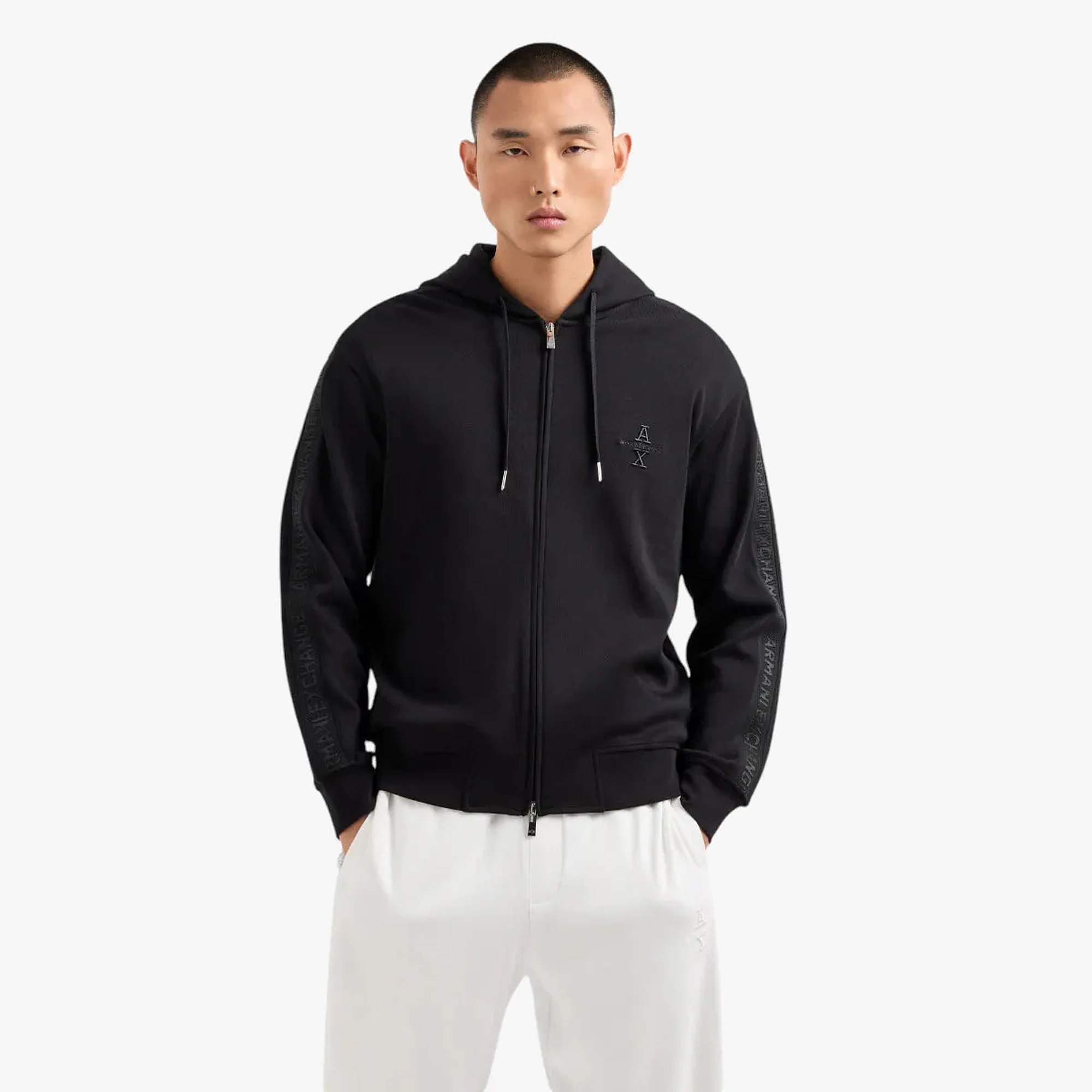 Regular Fit Cotton Zip Up Sweatshirt With Logo Tape And Embroidered Logo