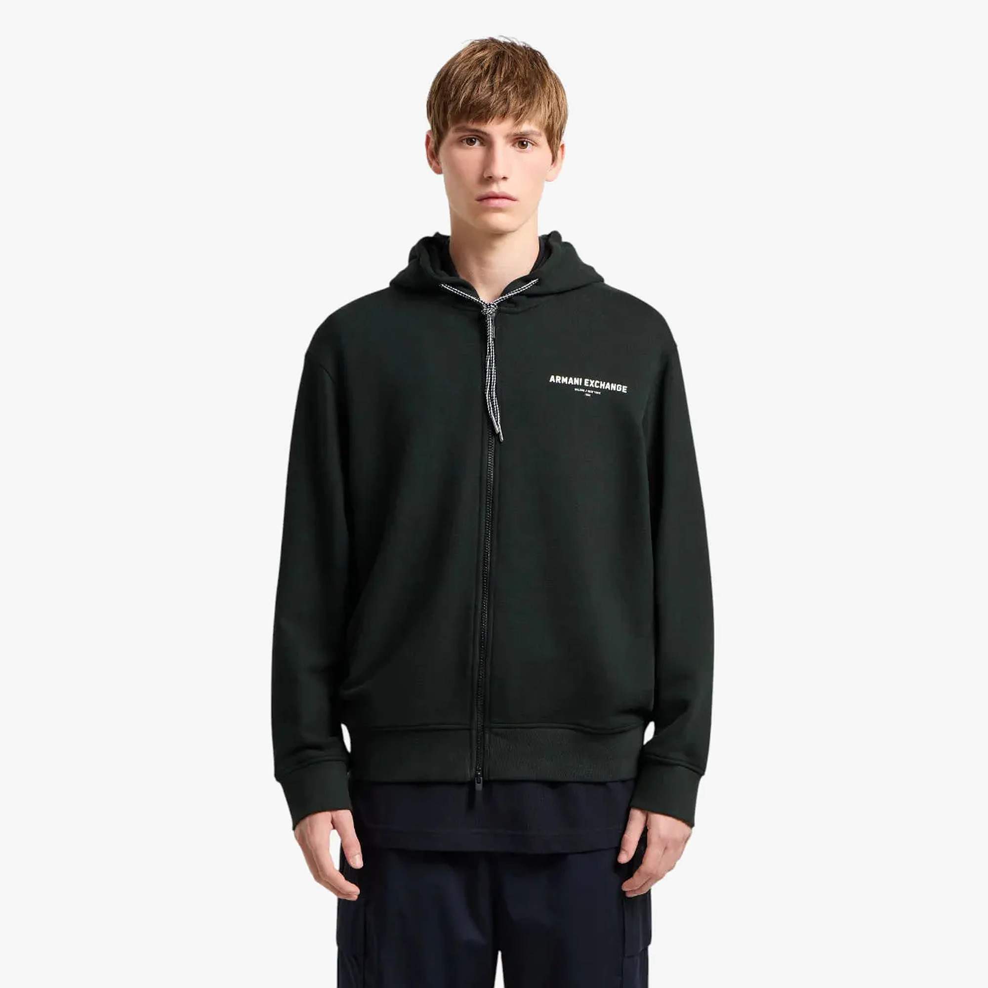 Regular Fit Milano New York Zip Up Cotton Sweatshirt With Contrast Branding