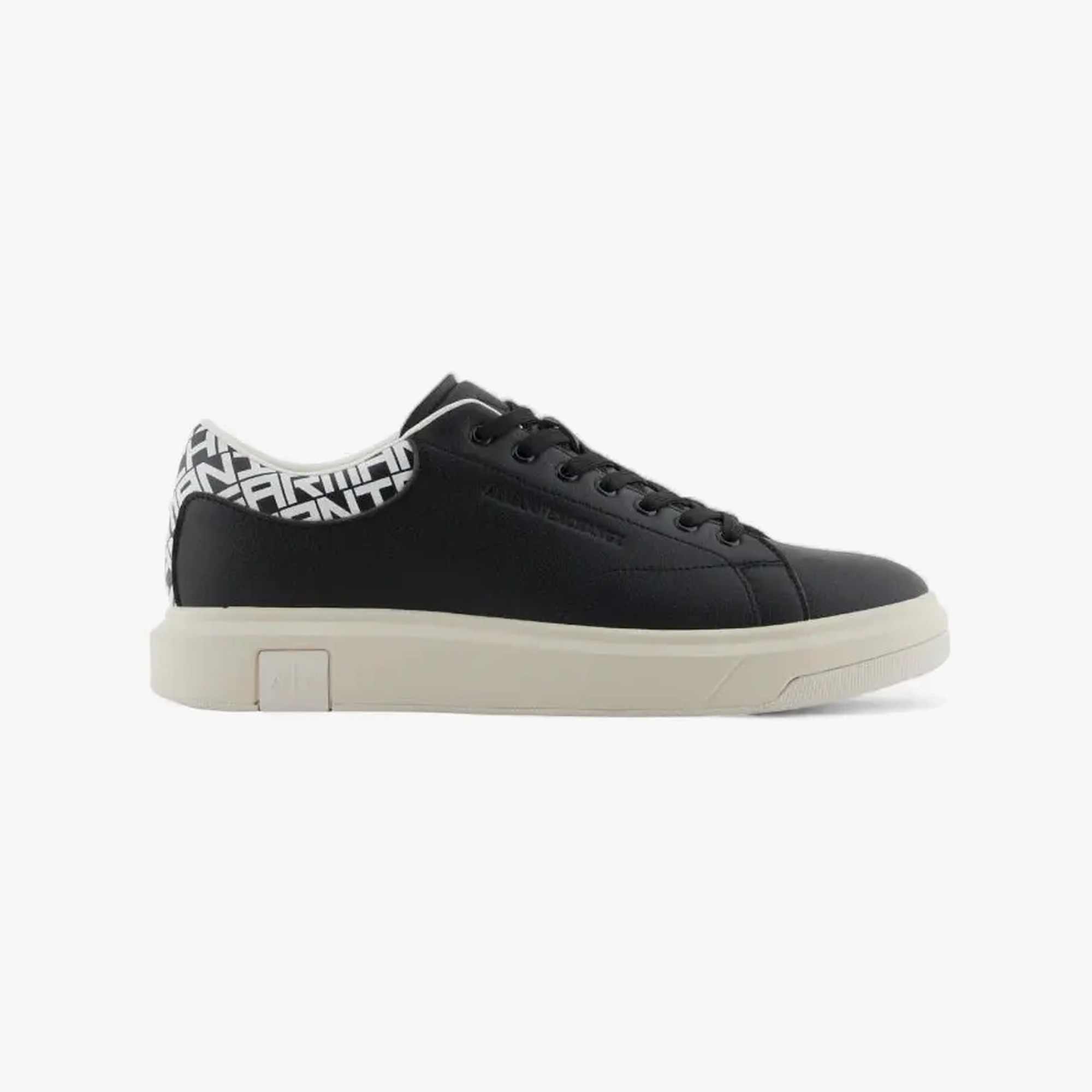 Coated Round Toe Sneakers With All Over Logo Heel Insert
