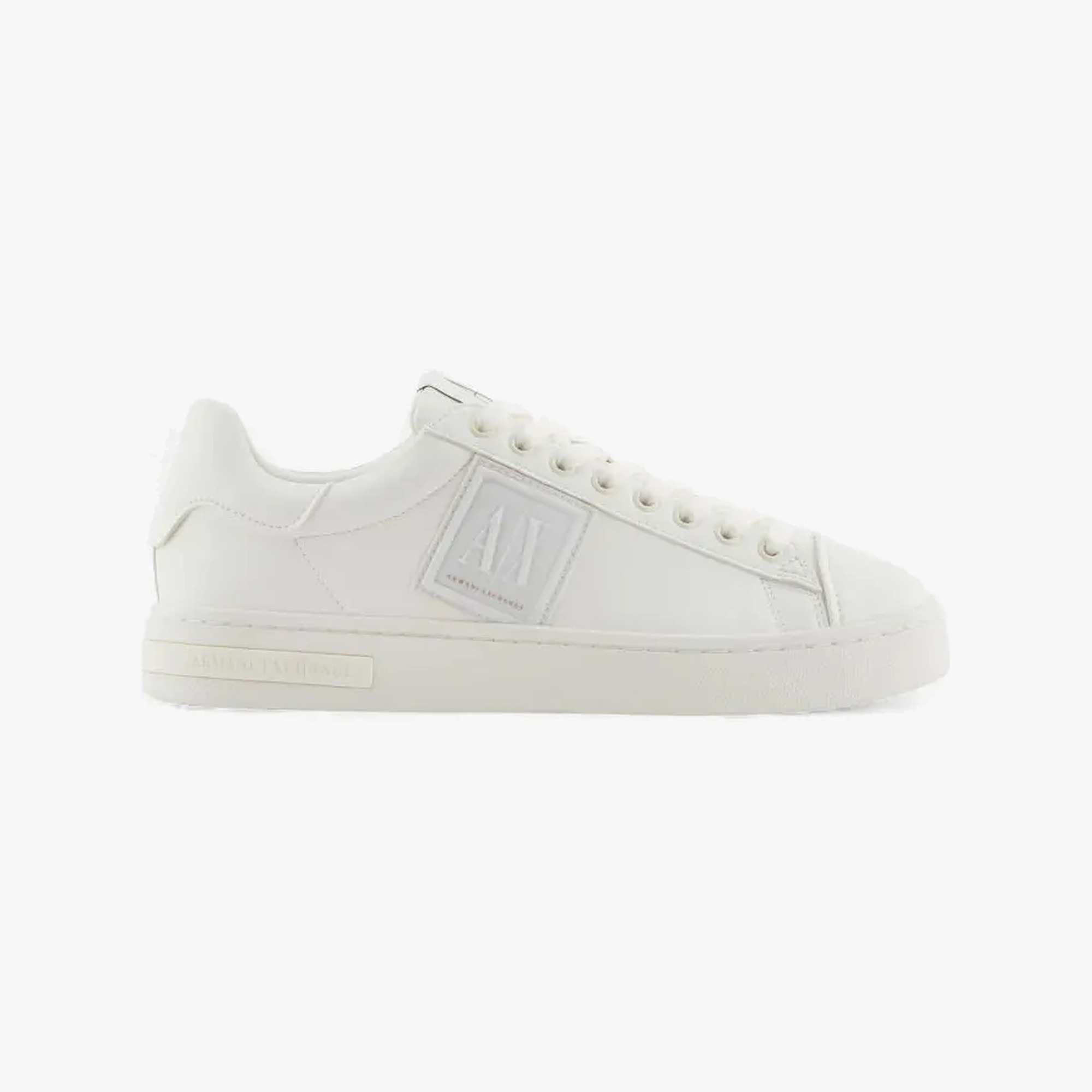 Round Rubber Toe Lace Up Sneakers With Tone-On-Tone Logo Patch