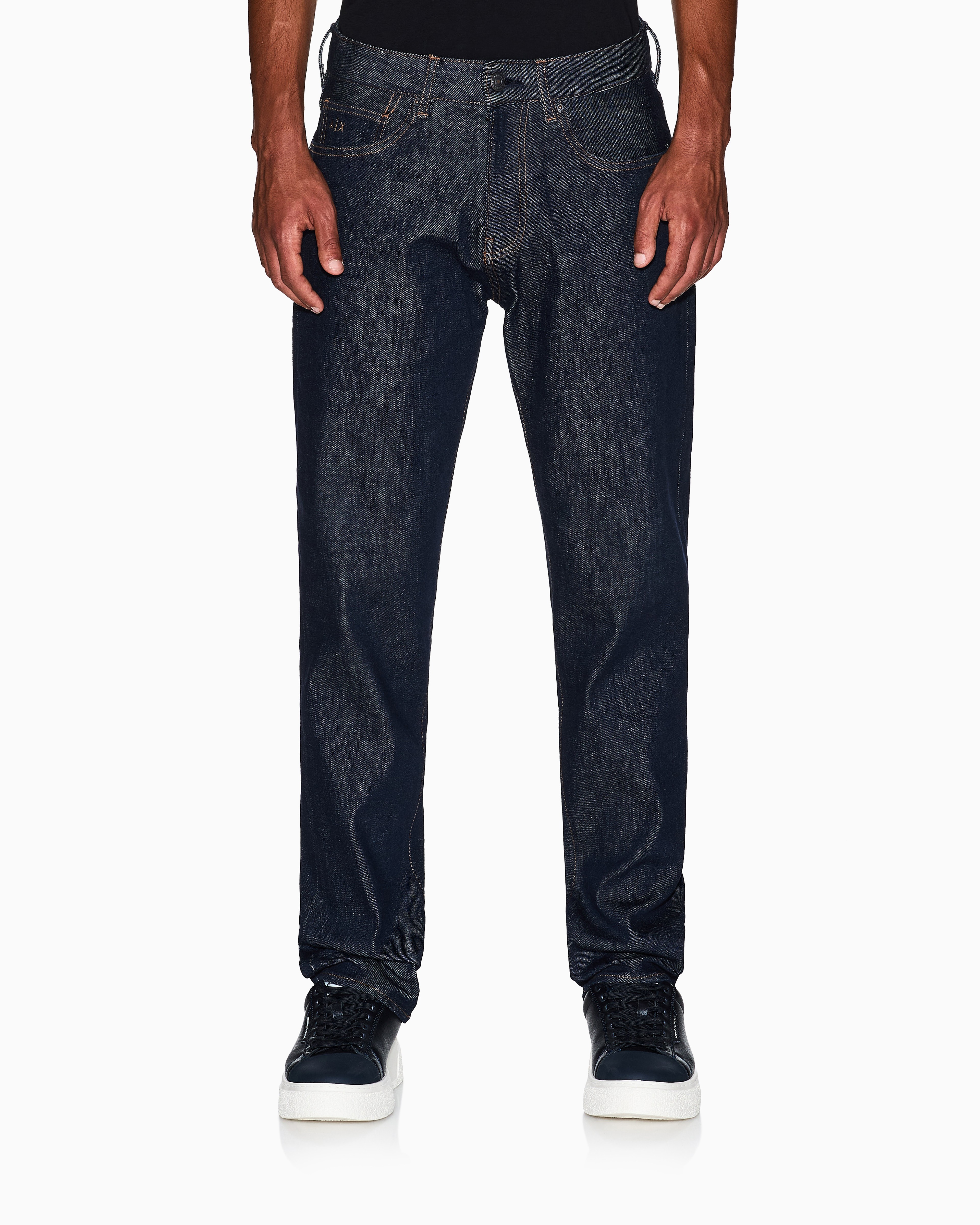 Slim Fit Cotton Stretch Icon Jeans With Leather Logo Patch