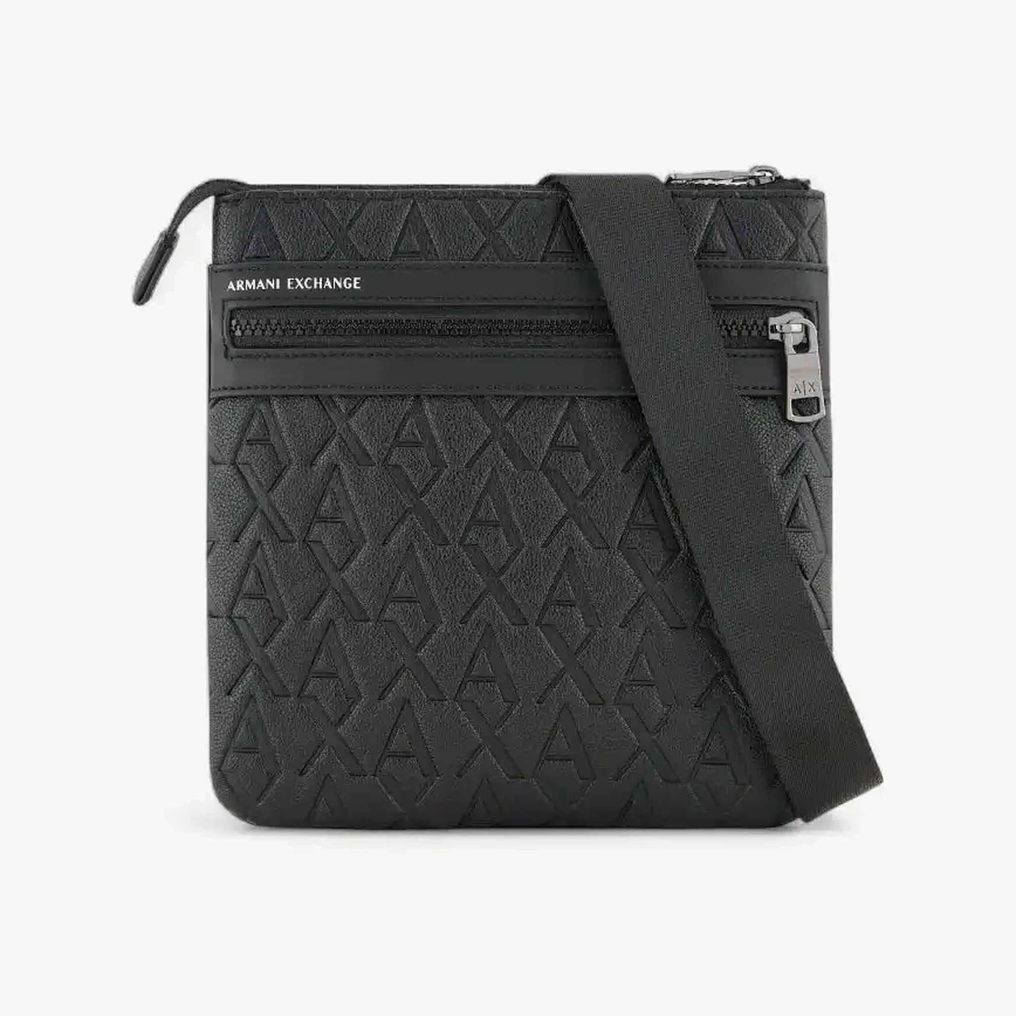 Flat Embossed All Over Logo Shoulder Bag With Adjustable Strap