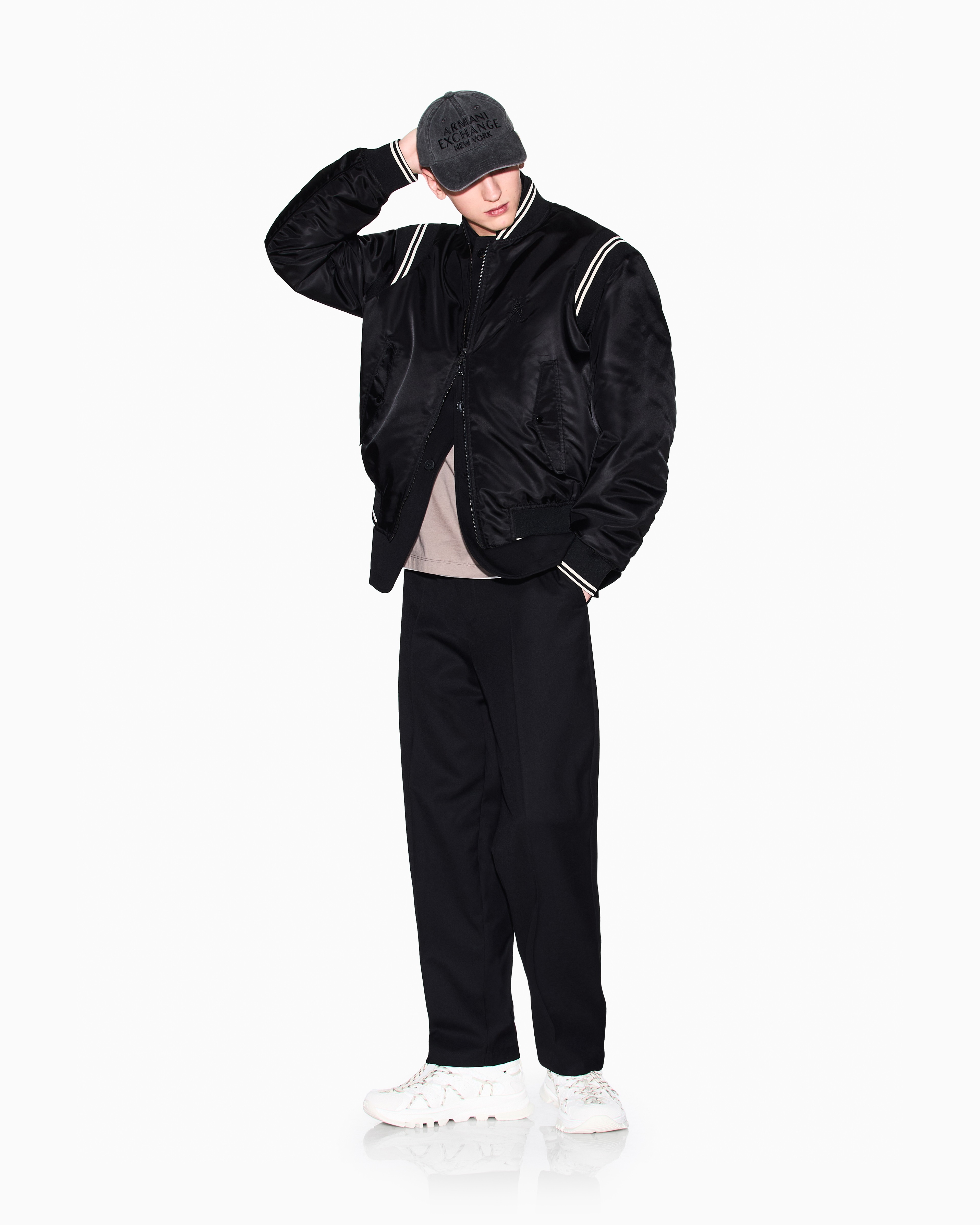 Regular Fit Bomber Jacket With Monochromatic Macro Branding And Contrast Detailing