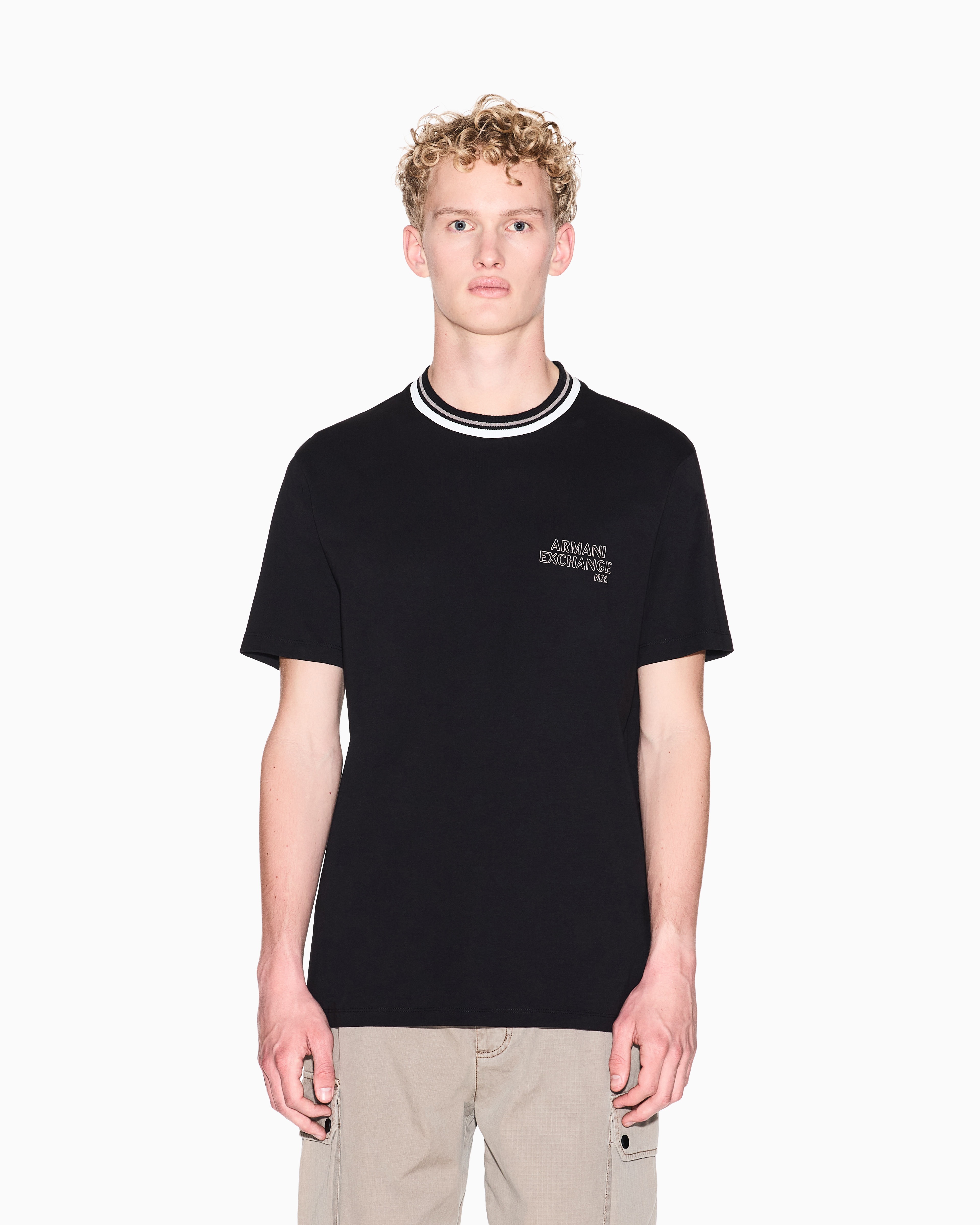 Regular Fit Cotton Crewneck T-Shirt With Contrast Detailing And Embroidered Branding