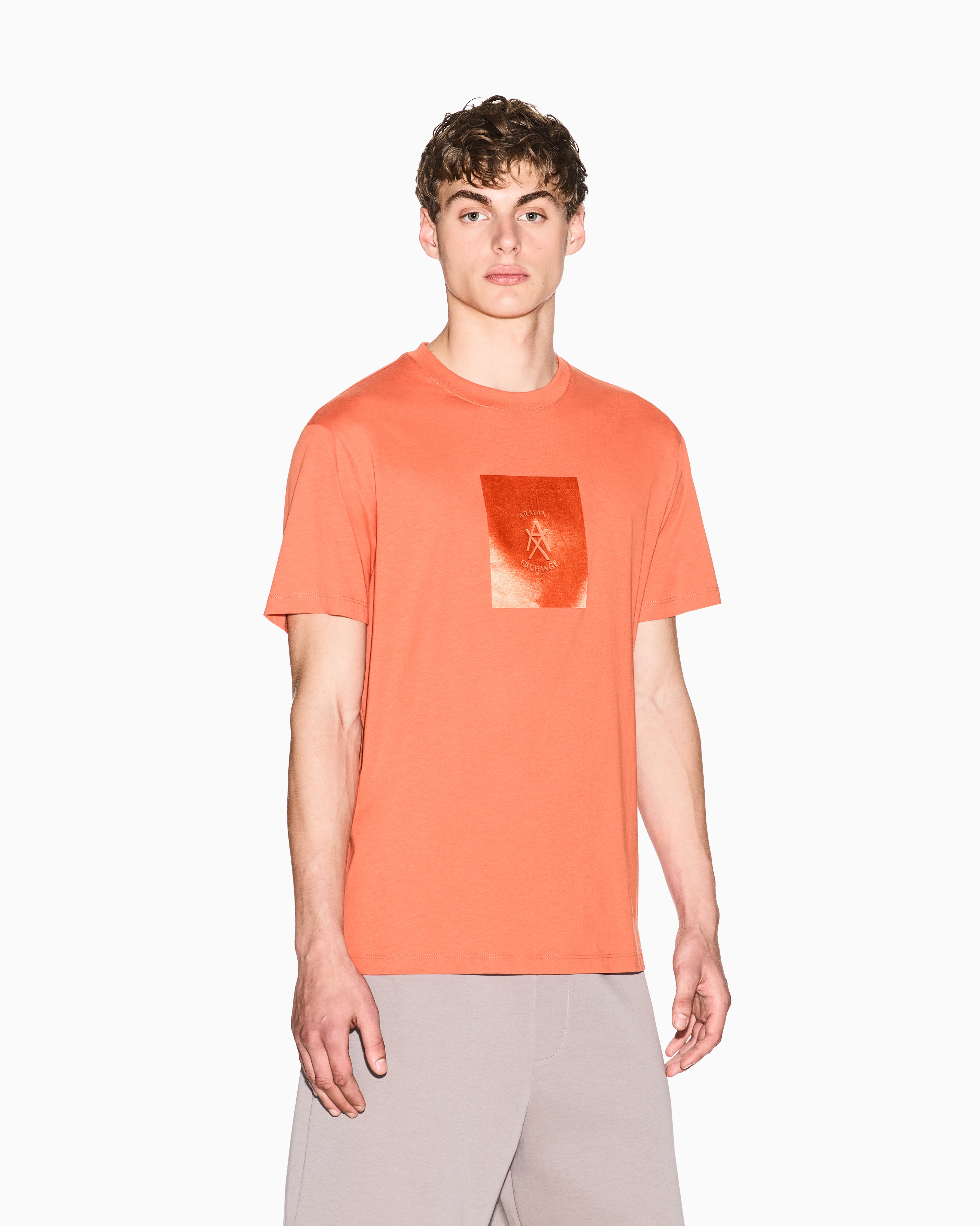 Regular Fit Cotton Crewneck T-Shirt With Monochromatic Central Branding
