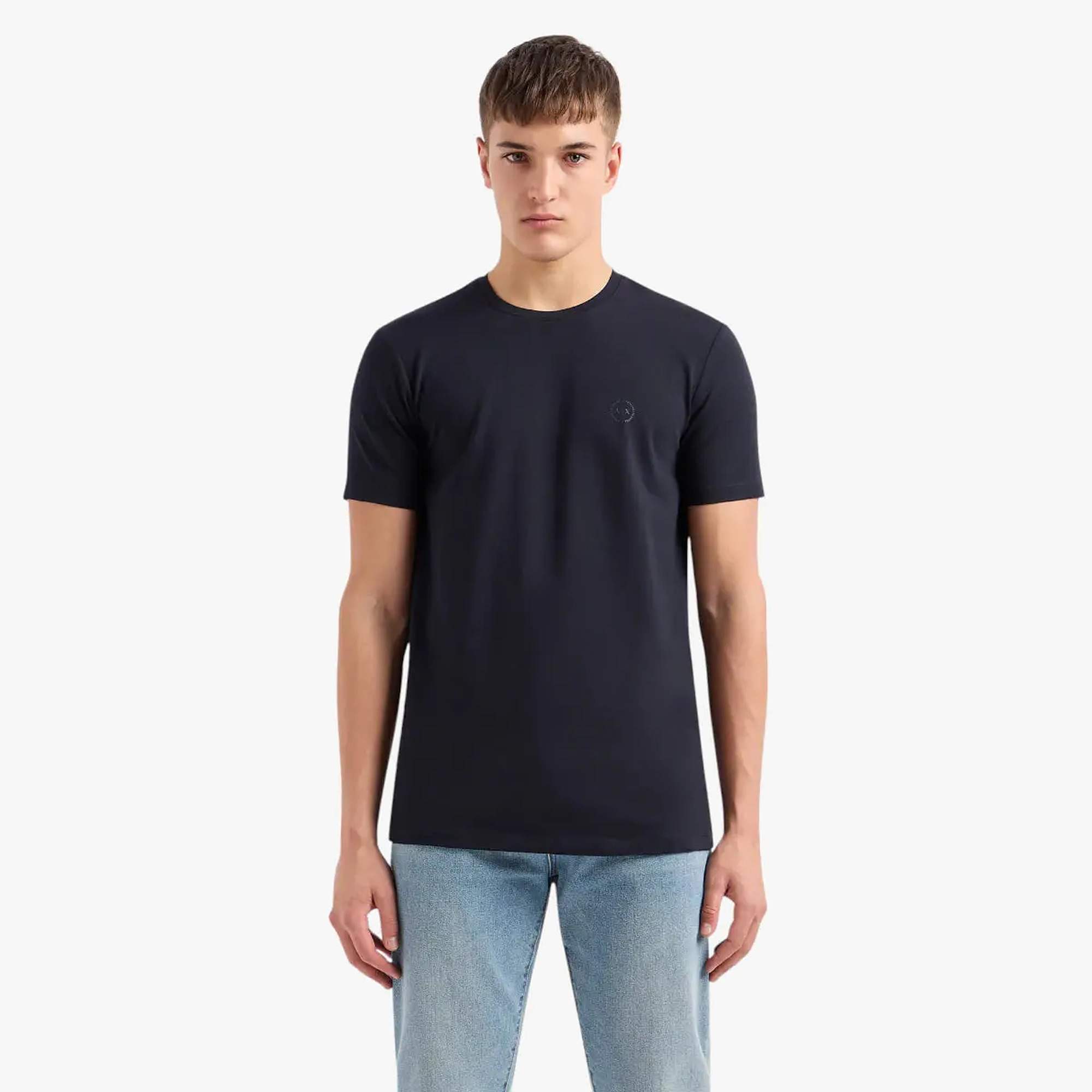 Slim Fit Cotton Crewneck T-Shirt With Sublte Tone-On-Tone Logo