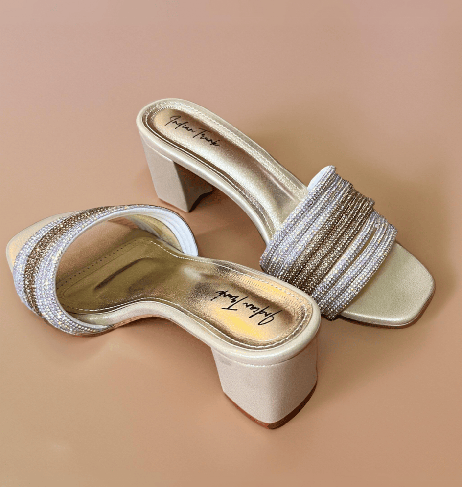 Lustrous evening heels- Gold Silver