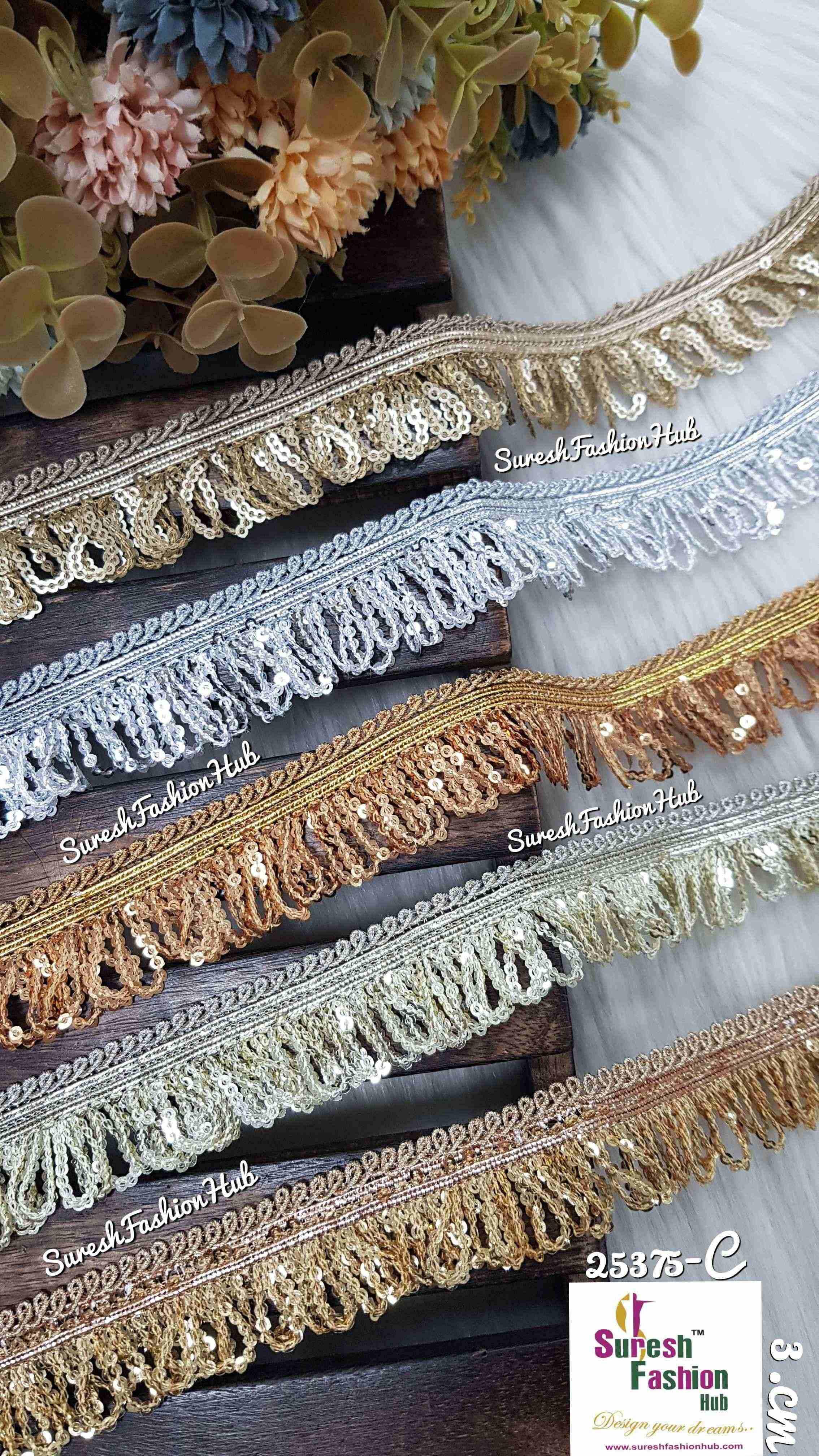 Silver Sequined Elegance Tassel Trim