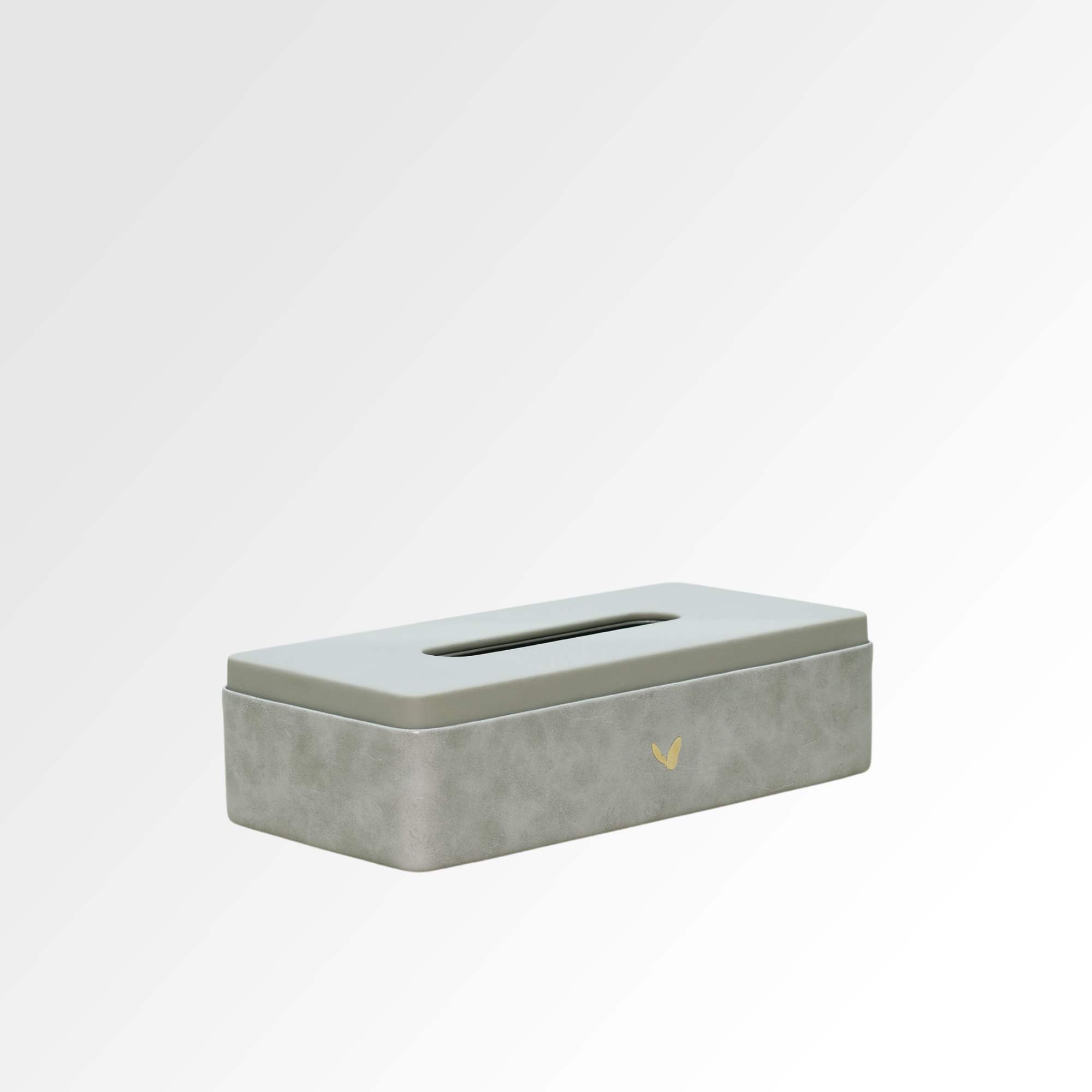 Tissue Box Holder for Home and Office in Premium Faux Leather | Size: 9.5 x 4.5 x 2.5(H) Inches | Moderno | Grey
