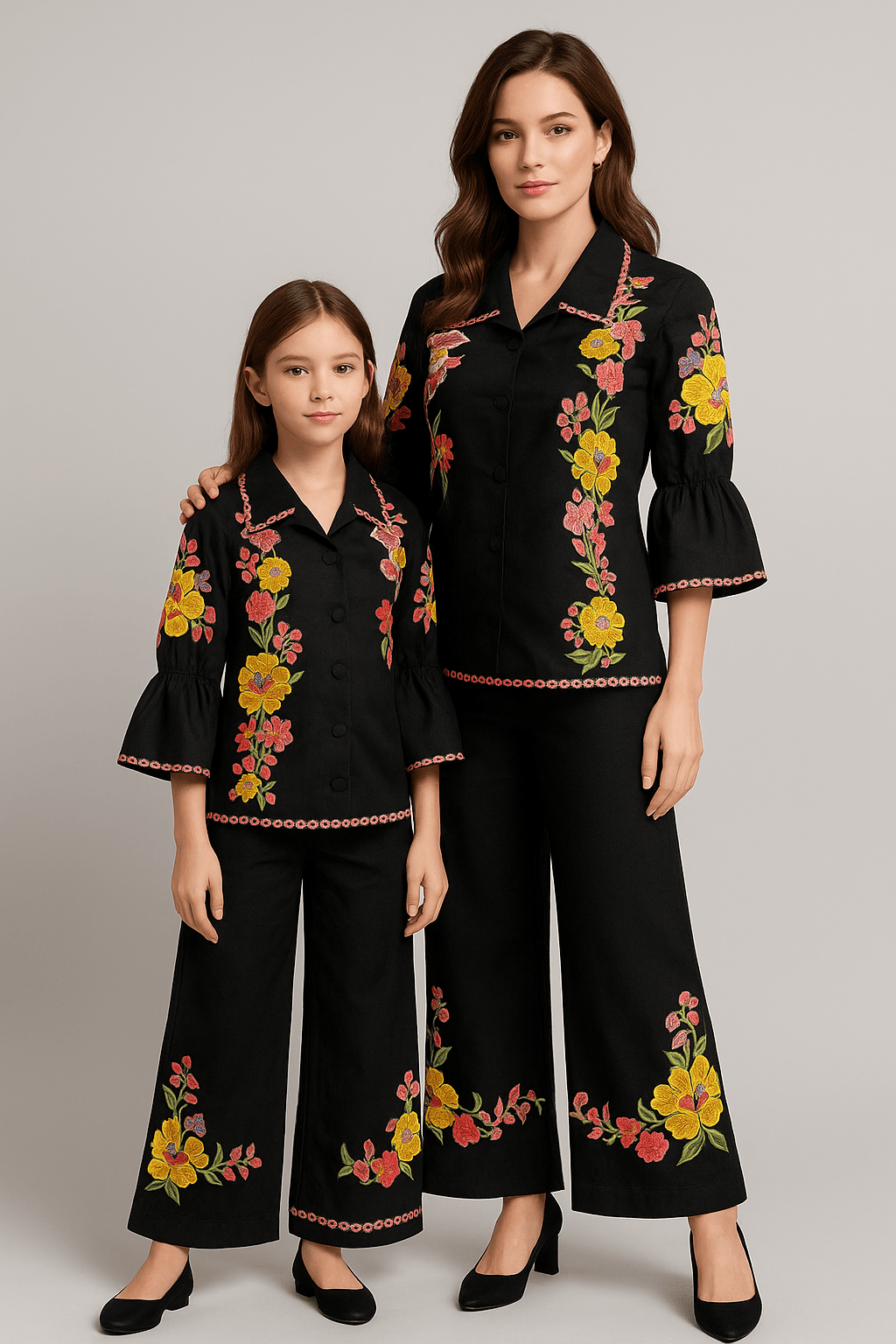 Women's Black Embroidered co-ord set