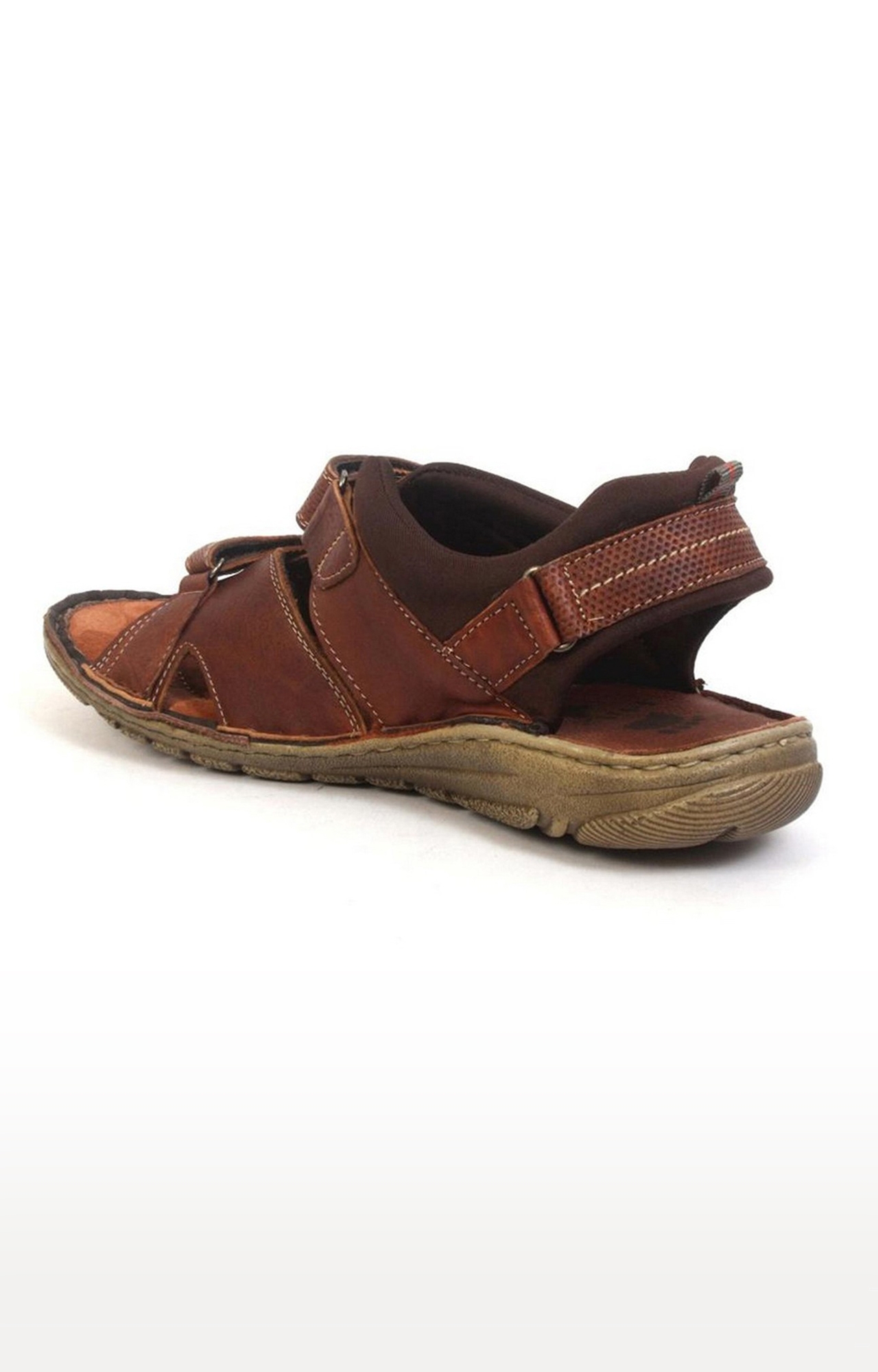 Hitz | Hitz Brown Casual Genuine Leather Sandal with Velcro Fastening 2