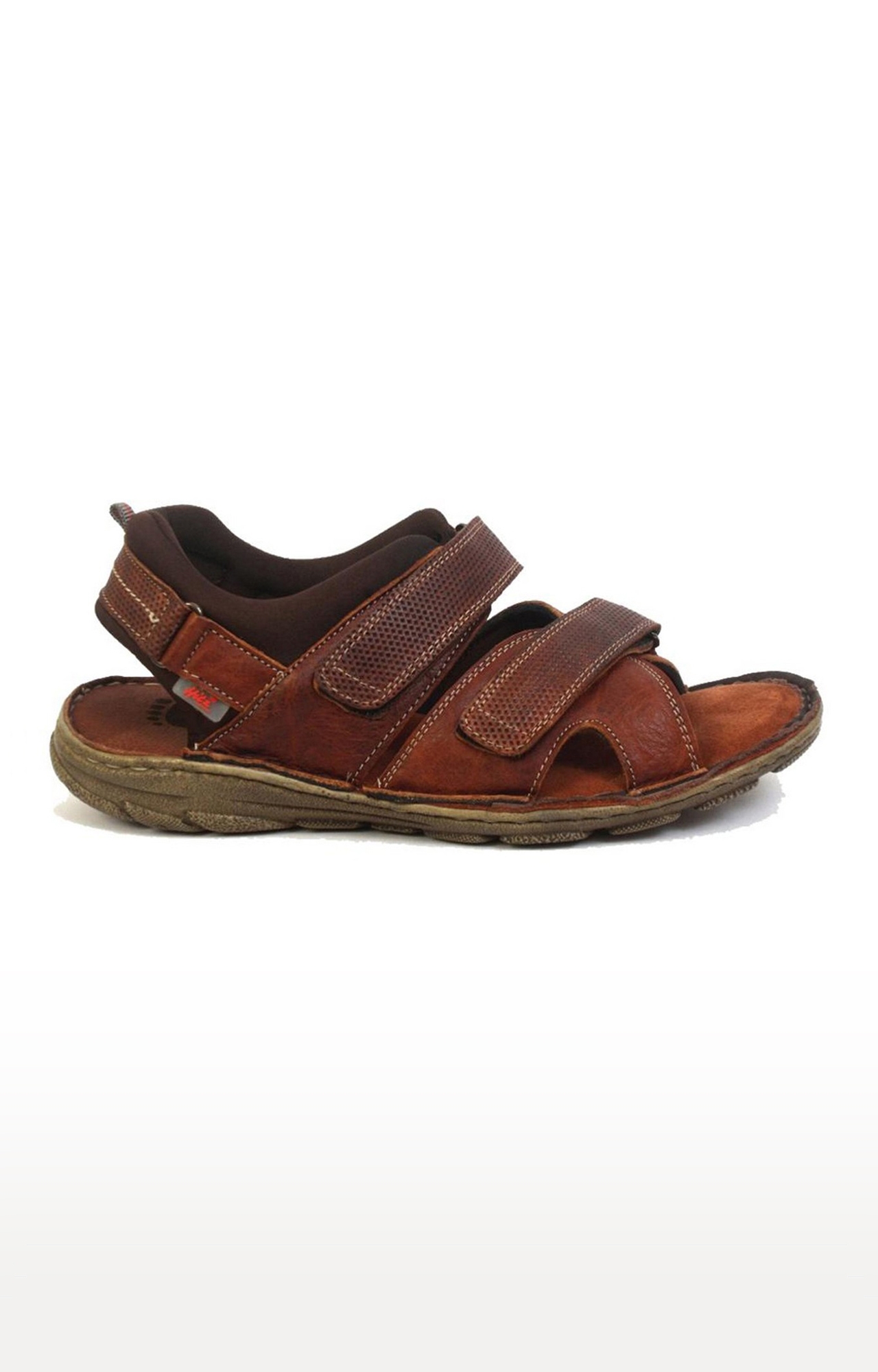 Hitz | Hitz Brown Casual Genuine Leather Sandal with Velcro Fastening 1