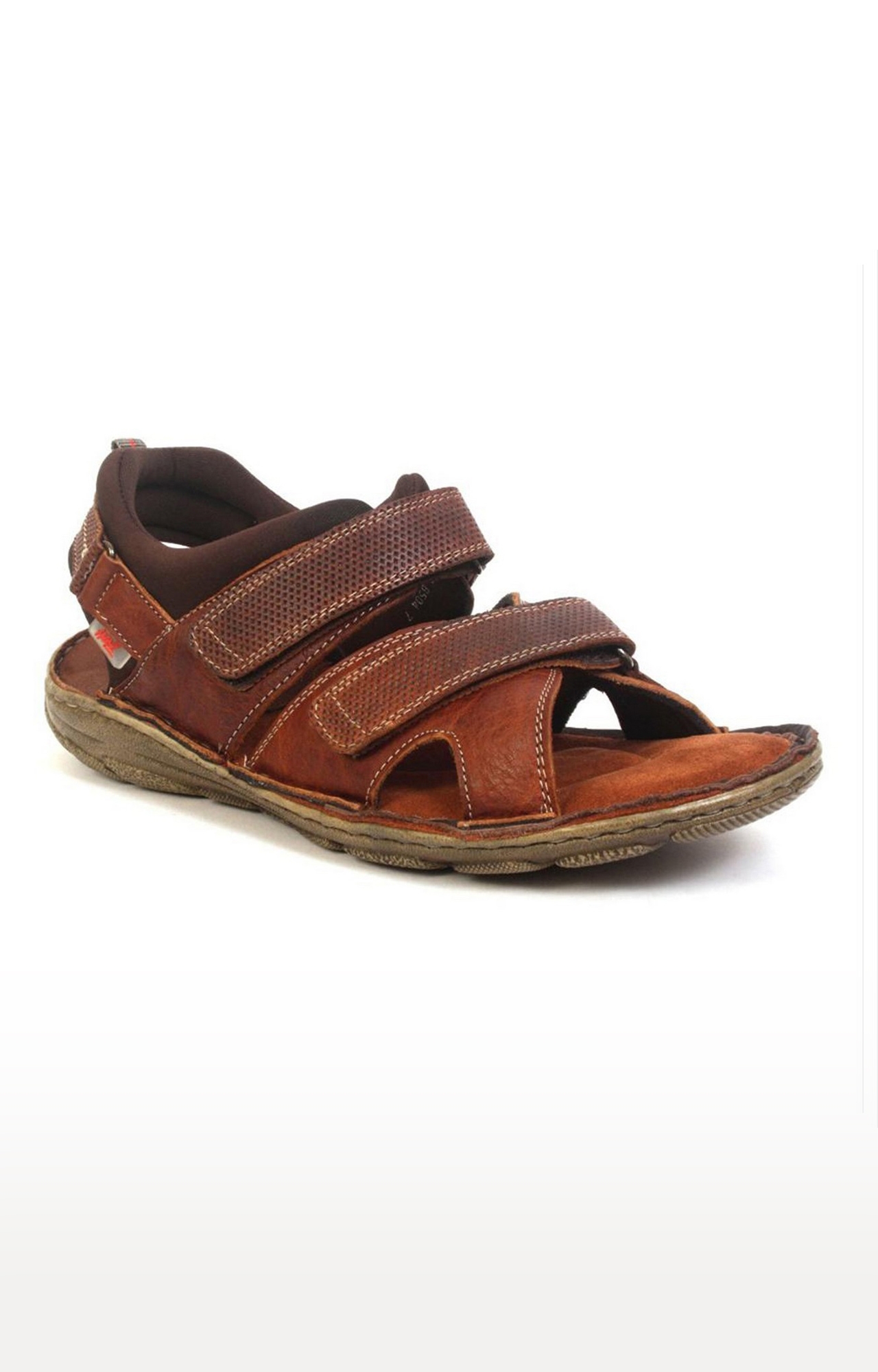 Hitz | Hitz Brown Casual Genuine Leather Sandal with Velcro Fastening 0