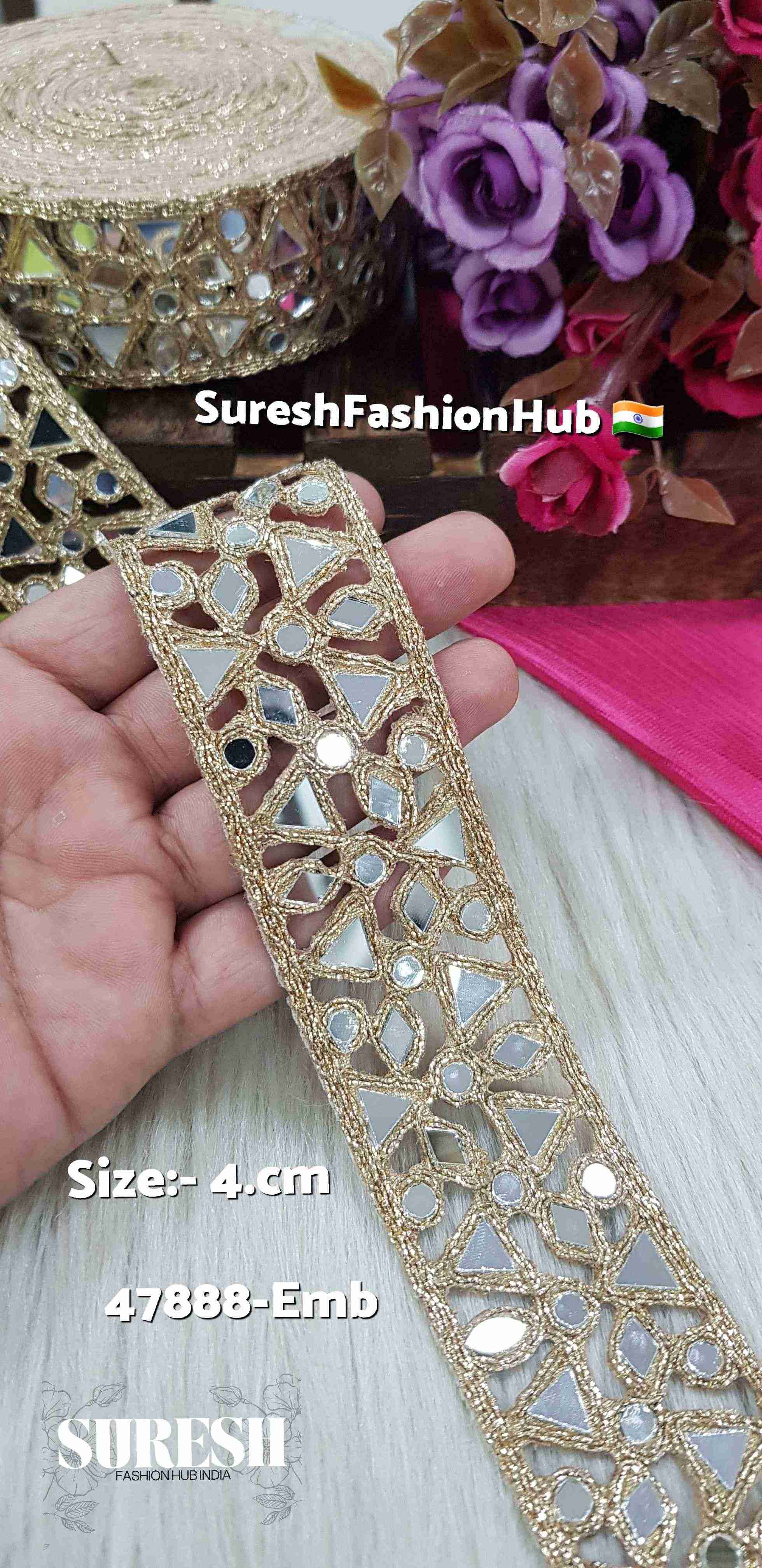 Glitter Radiance Mirror Floral Lace – 47888-Emb