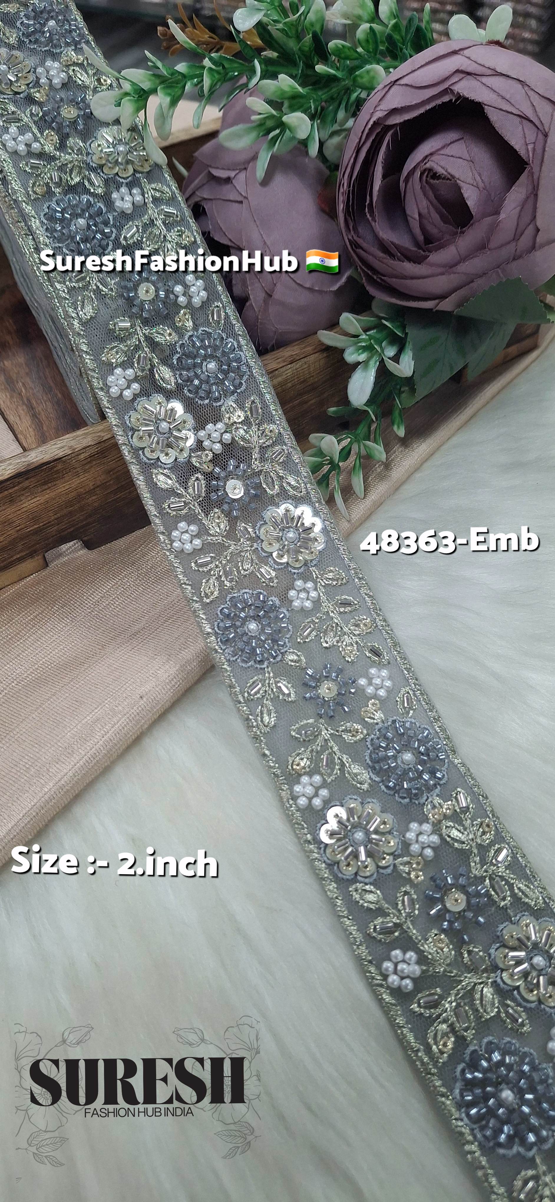 Beaded Floral Net Embroidered Lace