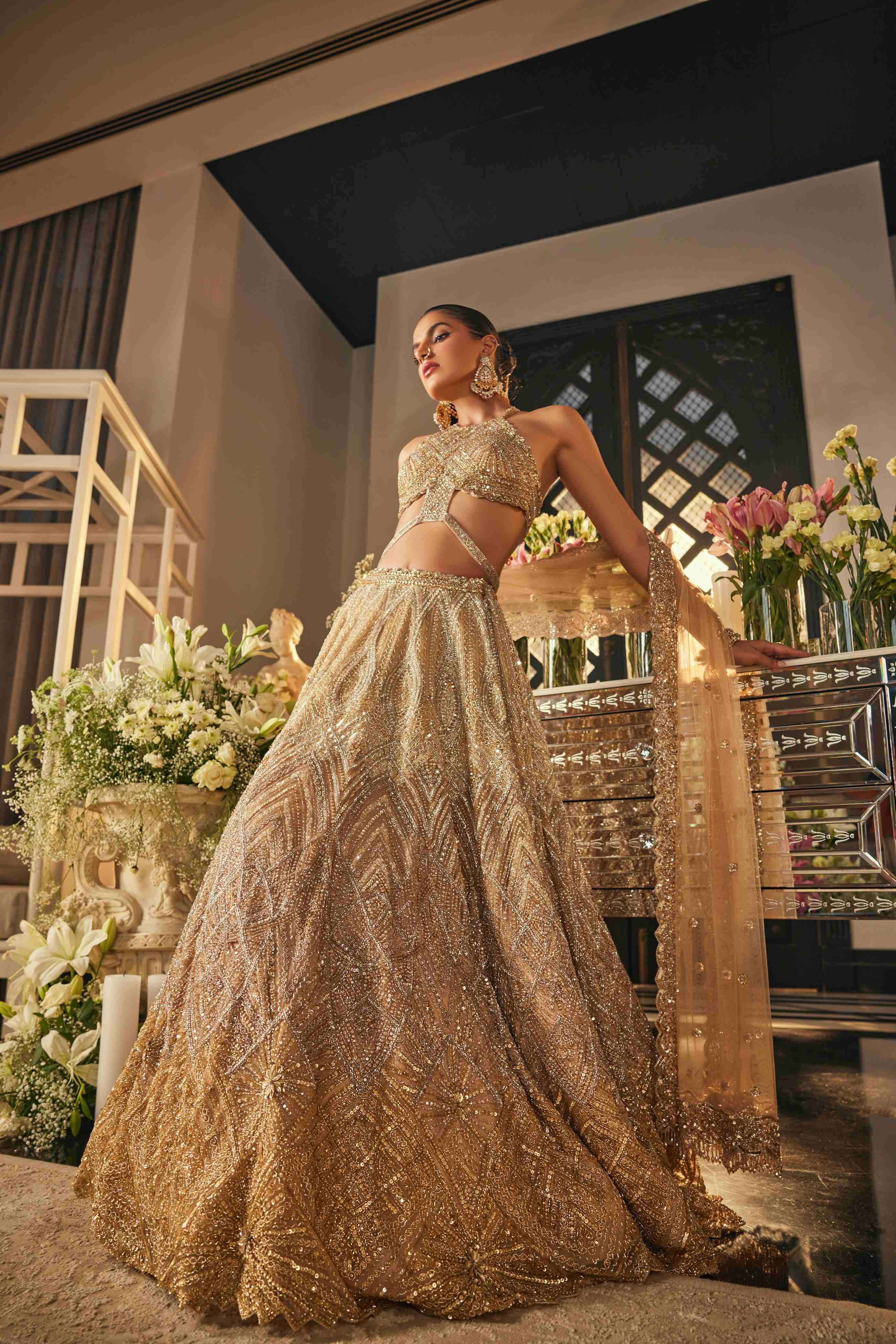 Zara Ombre gold lehenga