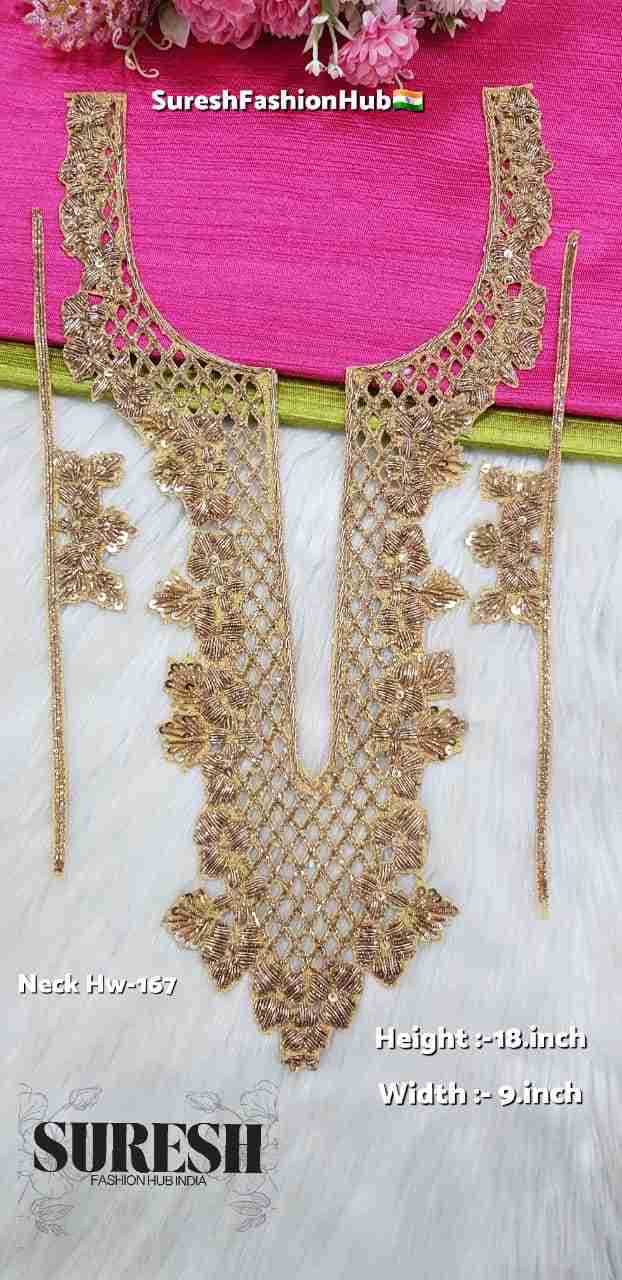 Gold Intricate Floral Handmade Zardosi Neck – HW Neck 167