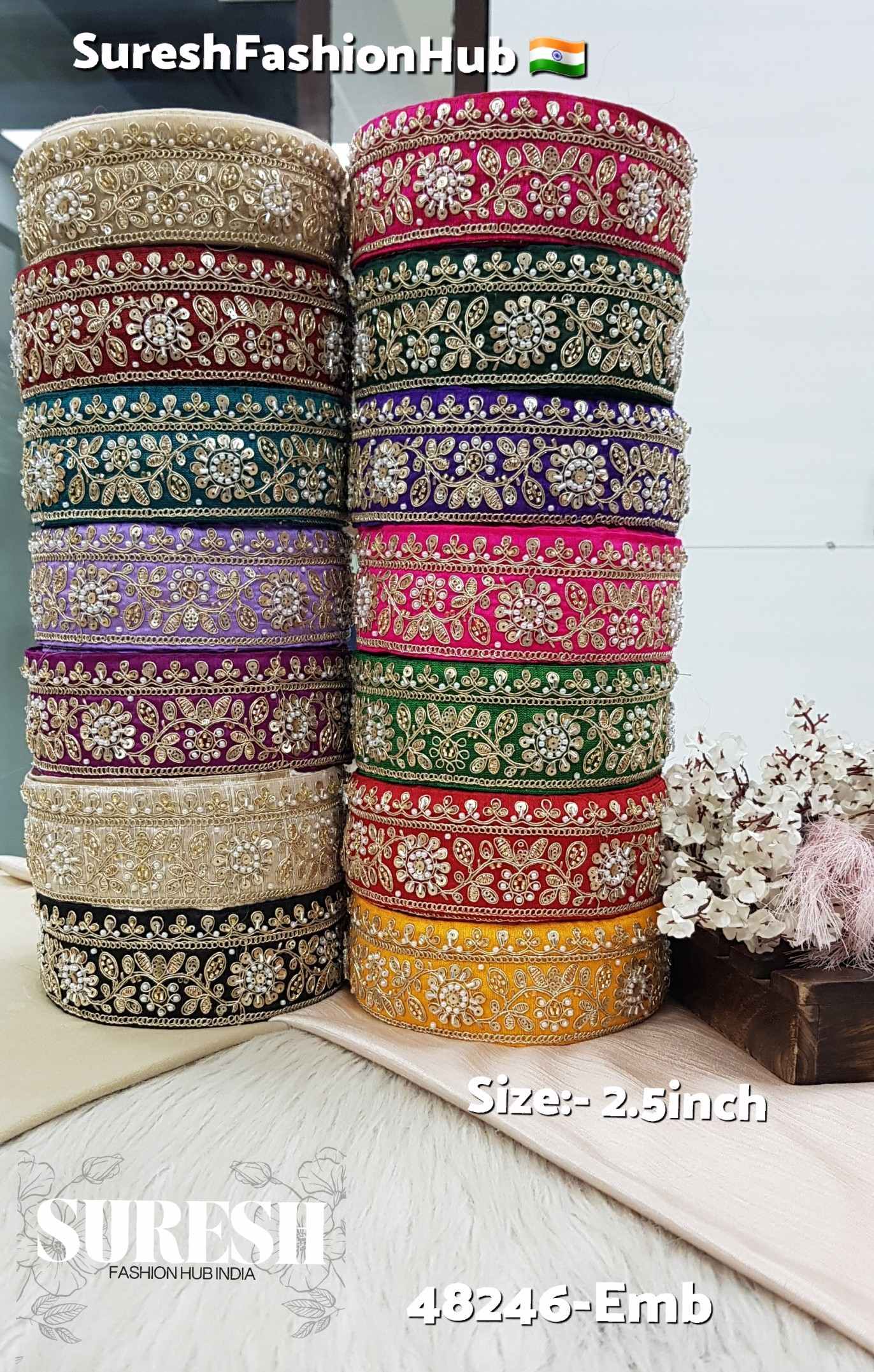 Green Floral Kaddhana Embroidery Lace