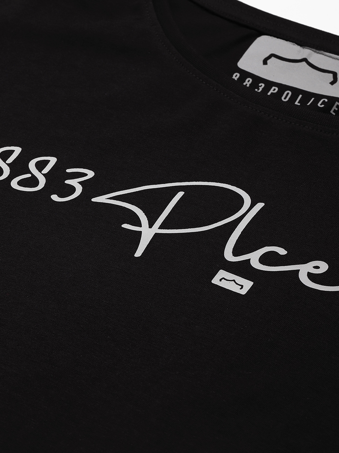 883 Police | Women's Black Cotton Typographic Printed T-Shirt 1