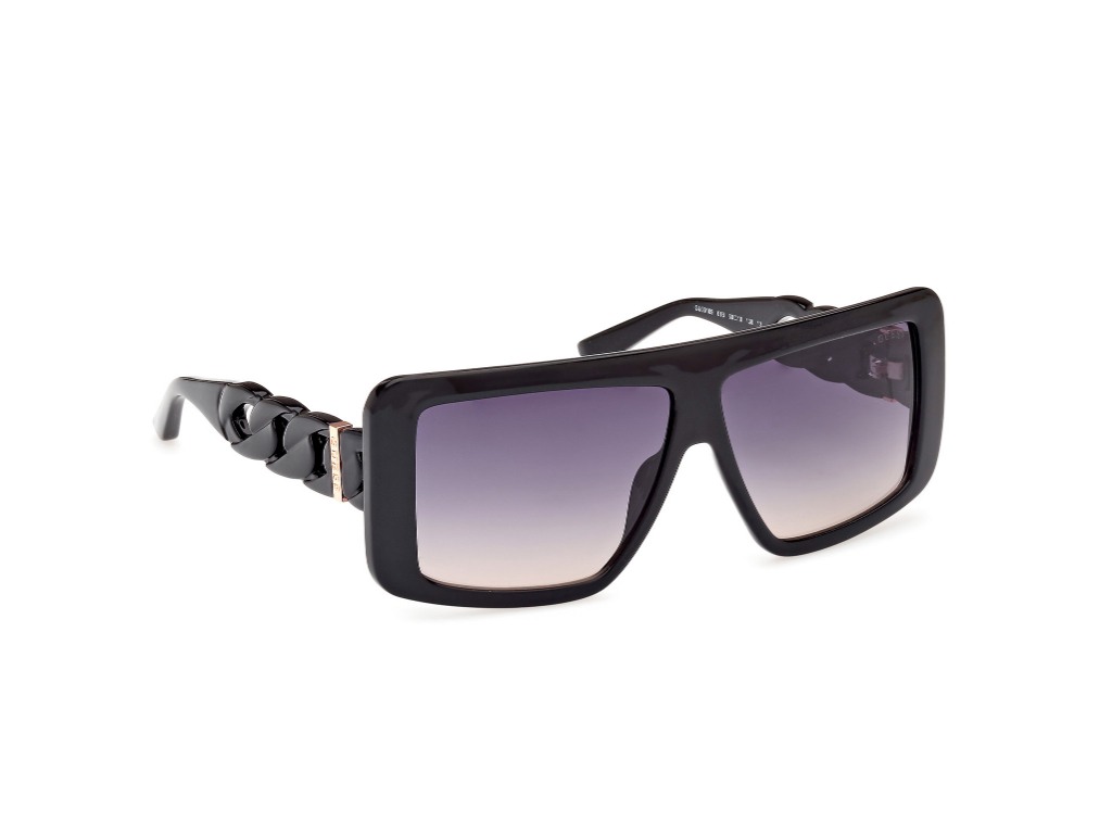 Guess Women Polycarbonate Full Rim Shiny Black Square Sunglasses
