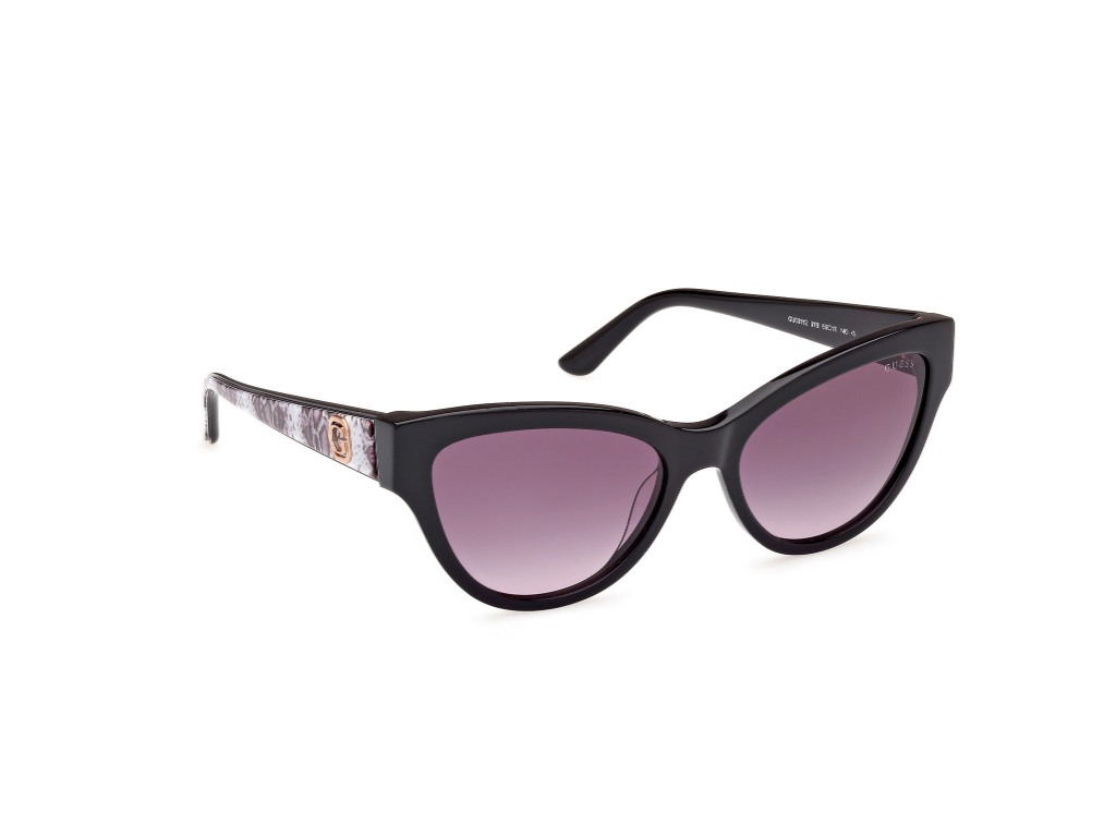 Guess Women Acetate Full Rim Shiny Black Cateye Sunglasses