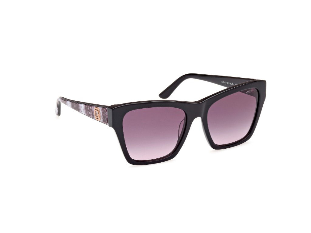 Guess Women Acetate Full Rim Shiny Black Square Sunglasses