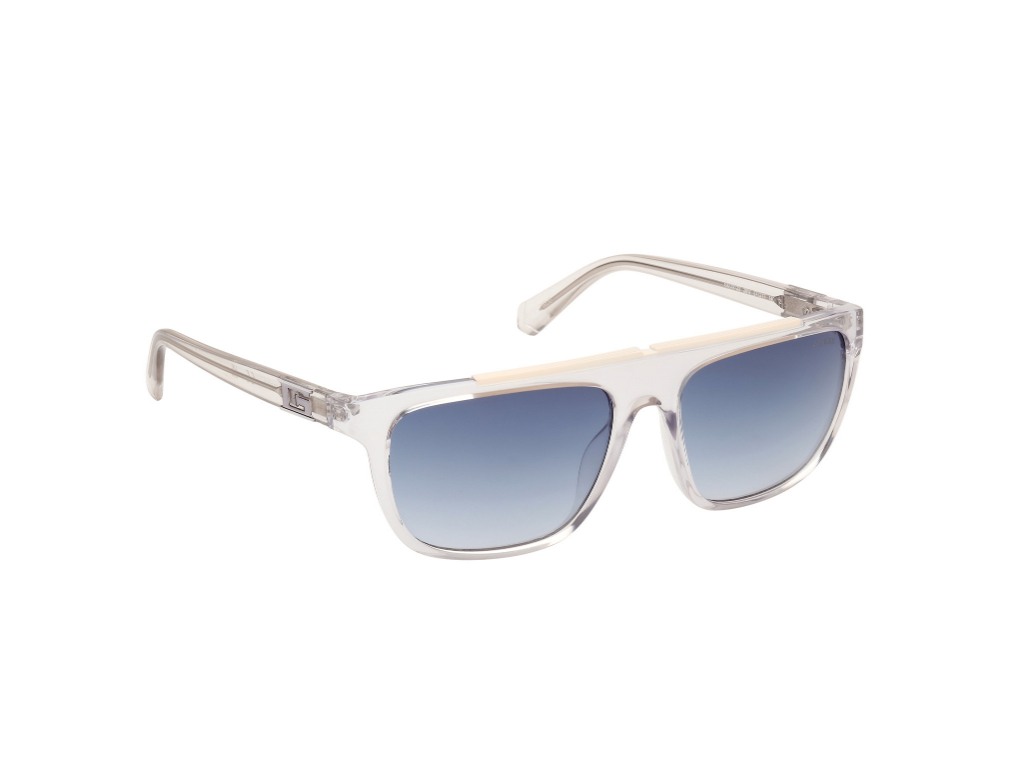 Guess Men Polycarbonate Full Rim Shiny Crystal-Matt White Square Sunglasses