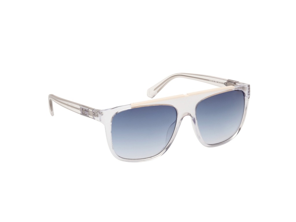 Guess Men Polycarbonate Full Rim Shiny Crystal-Matt White Square Sunglasses