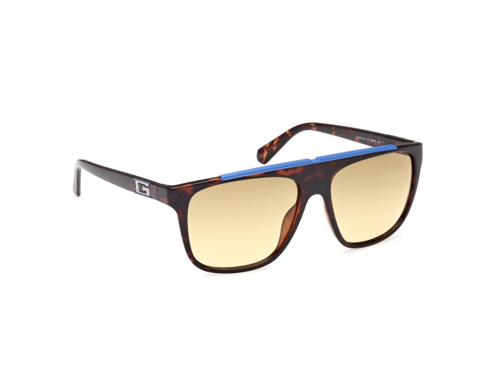 Guess Men Polycarbonate Full Rim Shiny Brown Demi-Matt Blue Square Sunglasses