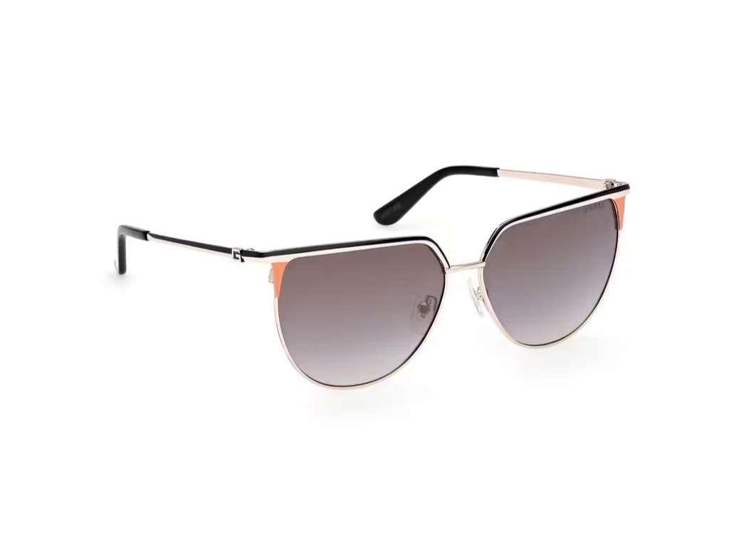 Guess Women Alloy Metal Full Rim Shiny Light Gold-Black-Brown Butterfly Sunglasses