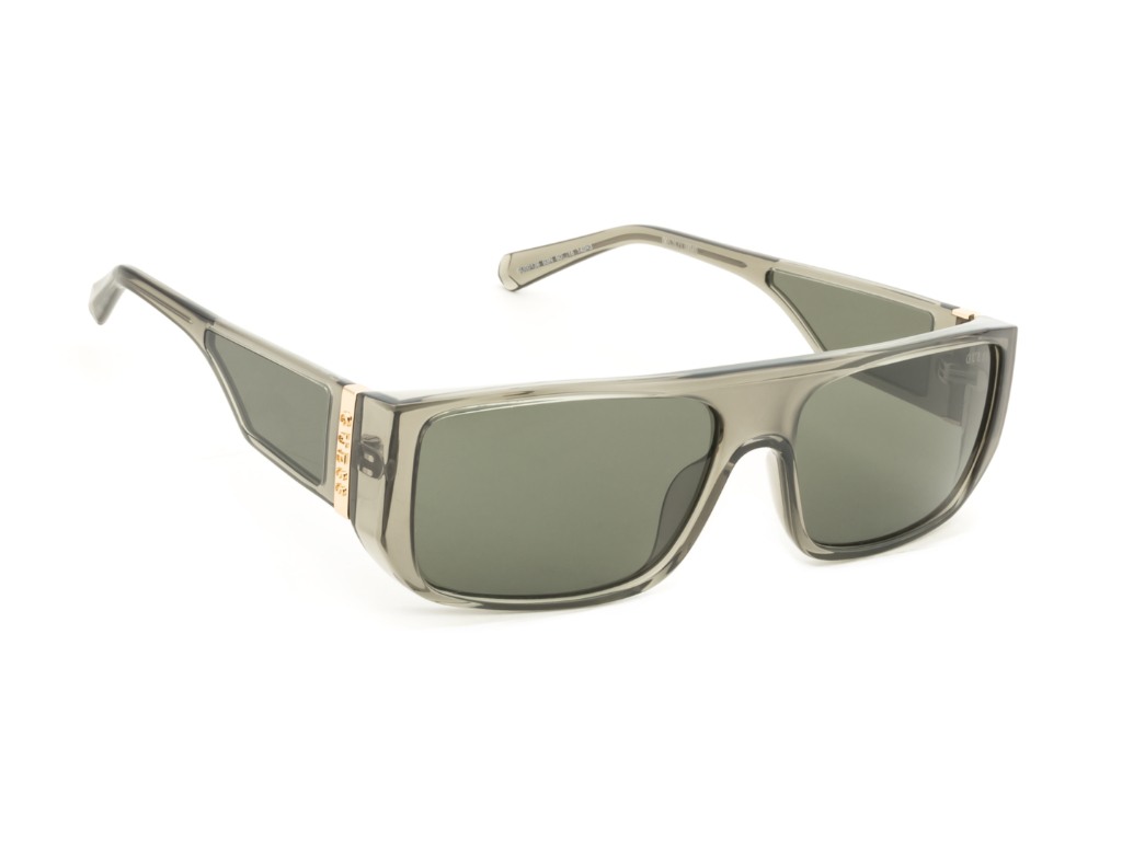 Guess Unisex Polycarbonate Full Rim Shiny Crystal Green Rectangle Sunglasses