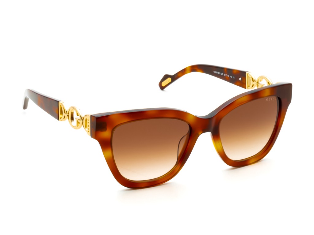 Guess Women Acetate Full Rim Shiny Brown Demi Square Sunglasses