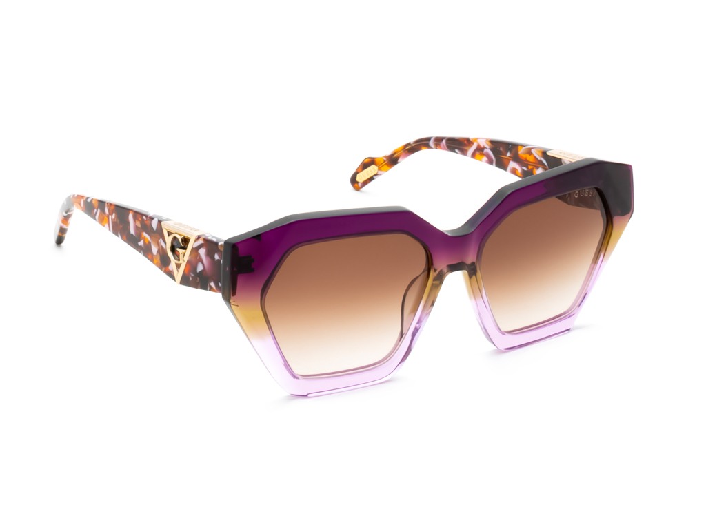 Guess Women Acetate Full Rim Shiny Tranparent Hexagon Sunglasses