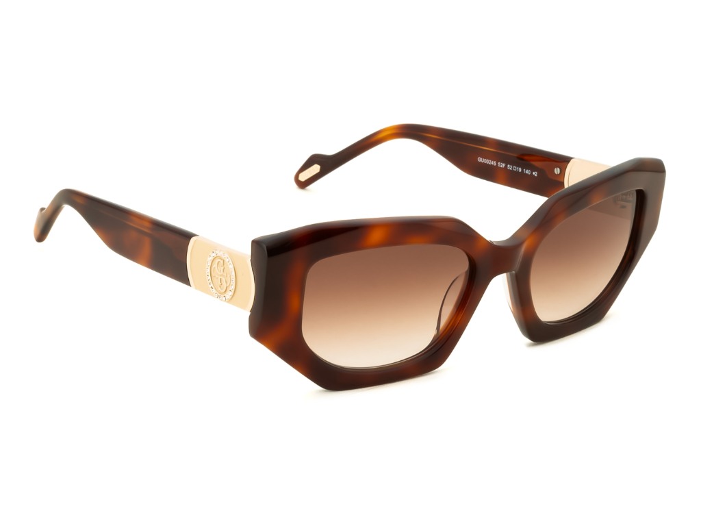 Guess Women Acetate Full Rim Shiny Brown Demi Rectangle Sunglasses