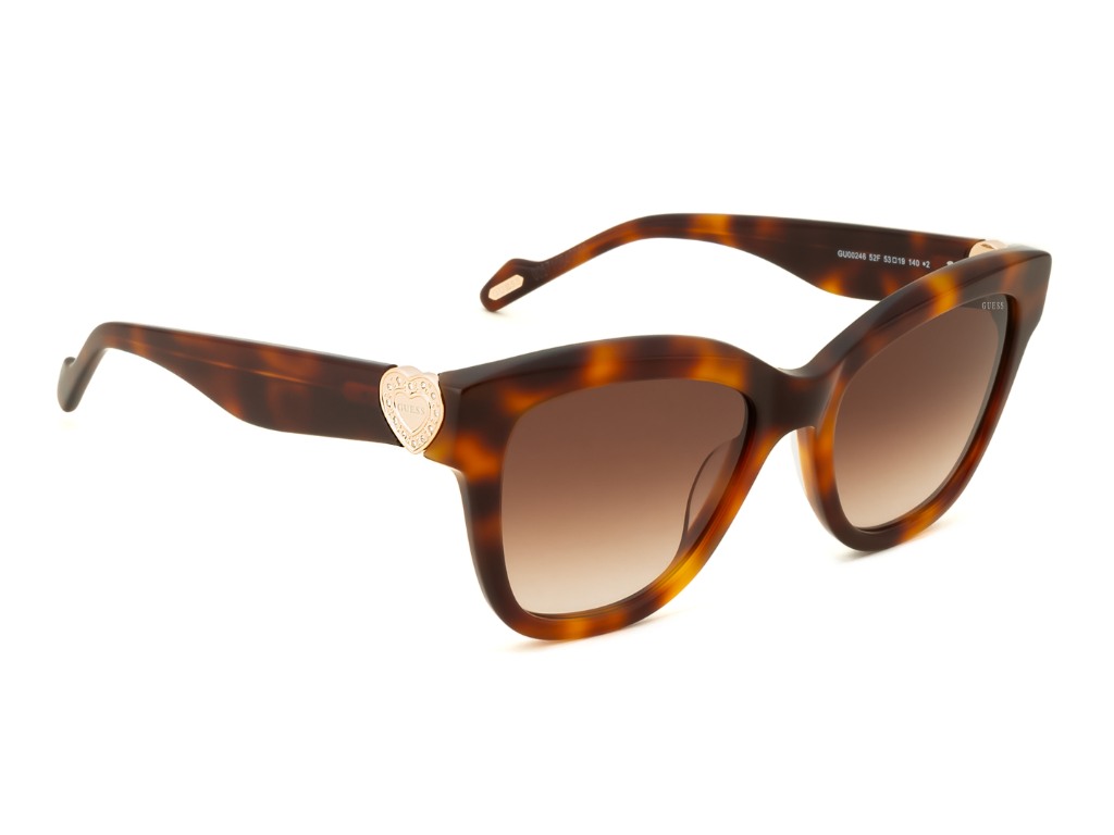 Guess Women Acetate Full Rim Shiny Brown Demi Butterfly Sunglasses