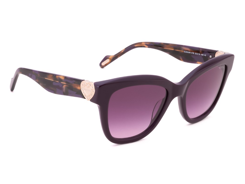 Guess Women Acetate Full Rim Shiny Violet Butterfly Sunglasses