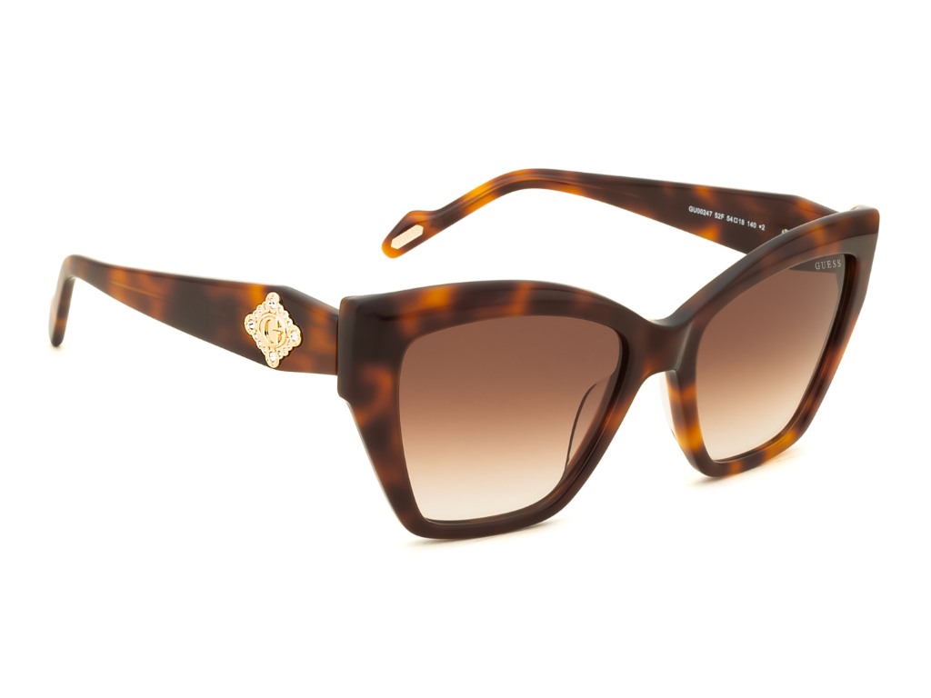 Guess Women Acetate Full Rim Shiny Brown Demi Butterfly Sunglasses