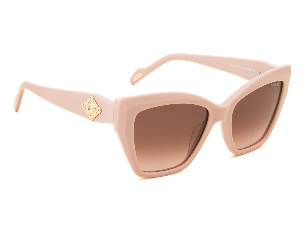 Guess Women Acetate Full Rim Shiny Light Pink Butterfly Sunglasses