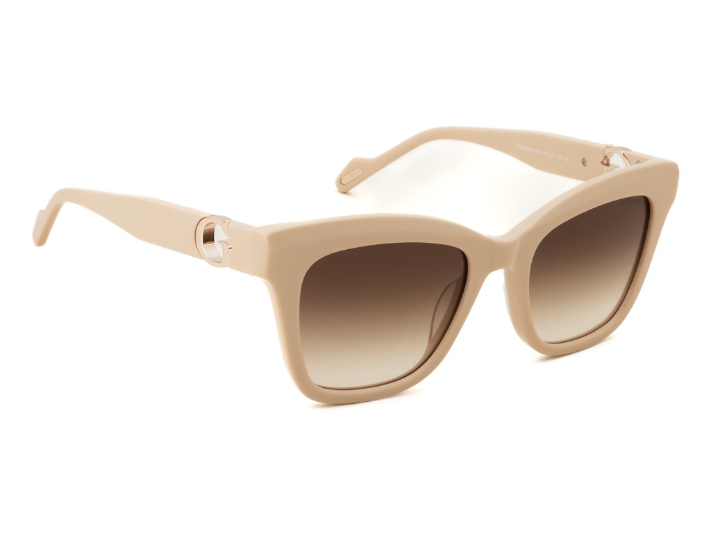 Guess Women Acetate Full Rim Shiny Light Beige Square Sunglasses
